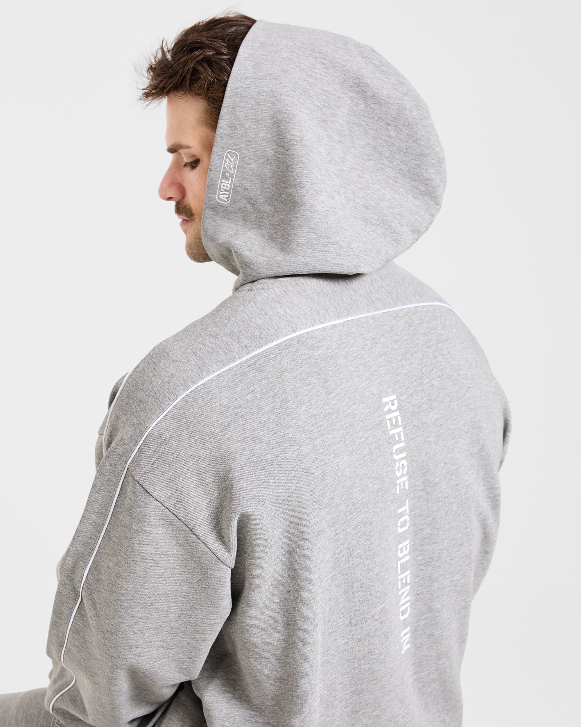 Cam Kissel x Oversized Full Zip Hoodie - Mid Marl Gris
