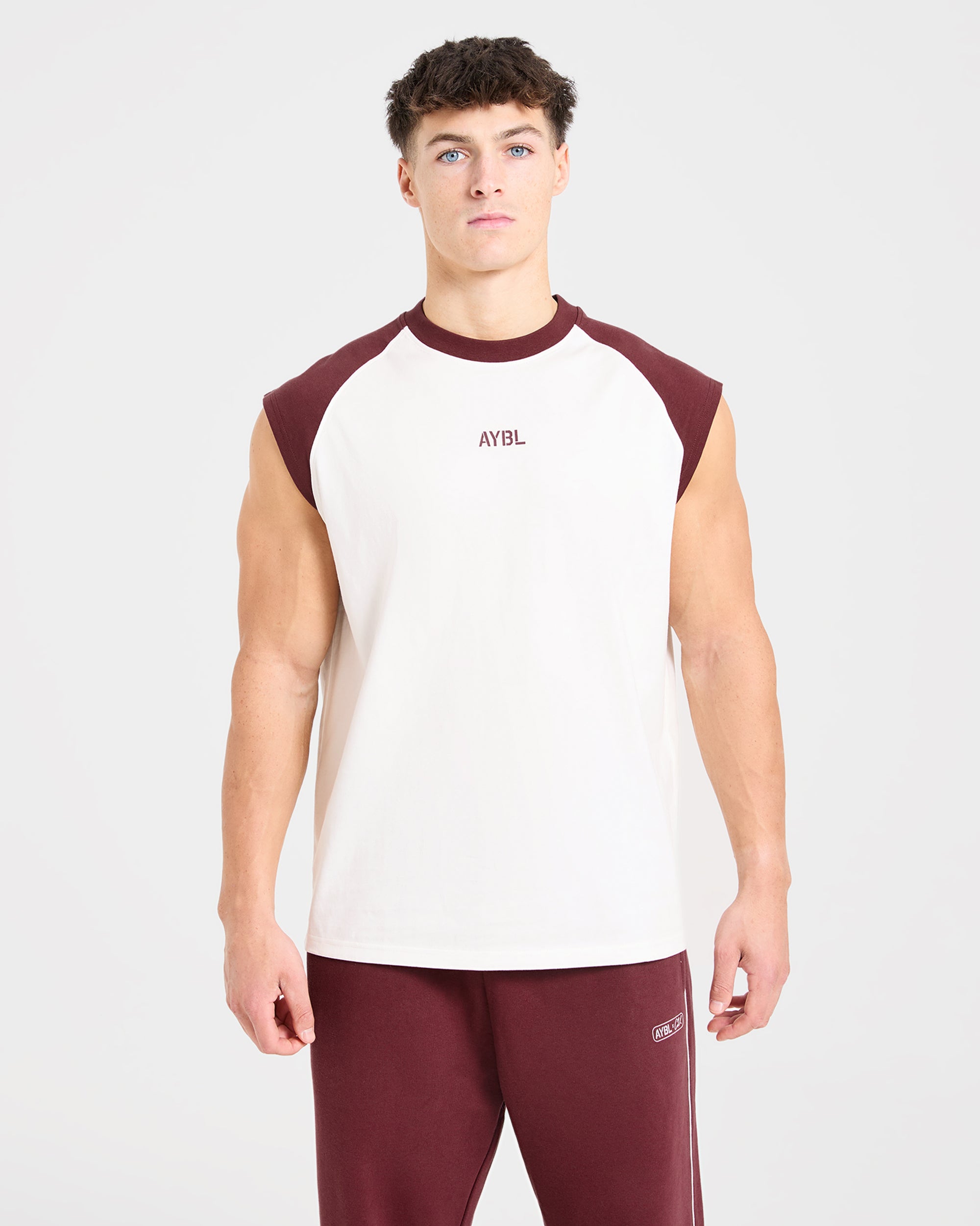 Cam Kissel x Contrast Oversized Tank - Off Blanc/Burgundy