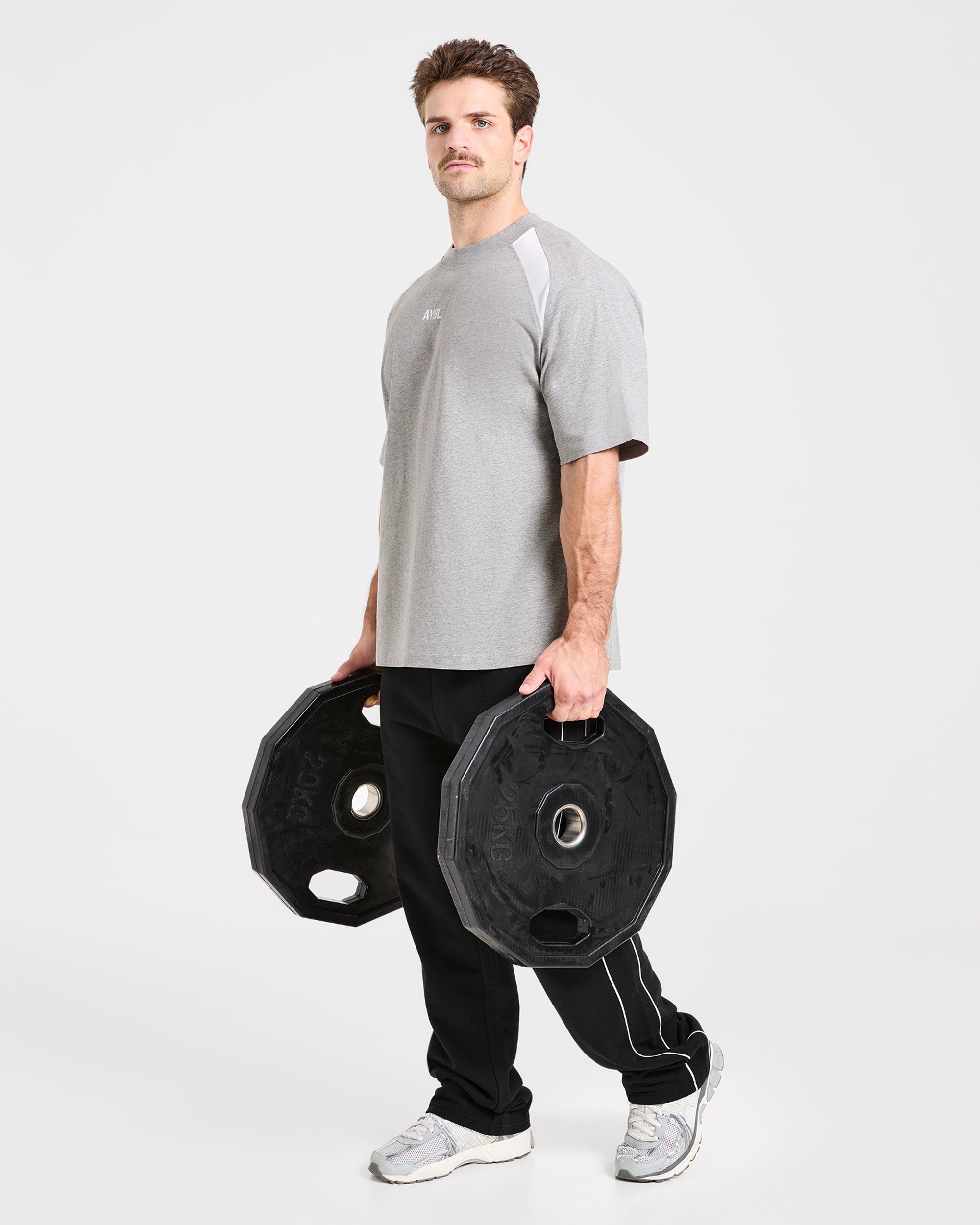 Cam Kissel x Contrast Oversized T Shirt - Mid Marl Gris