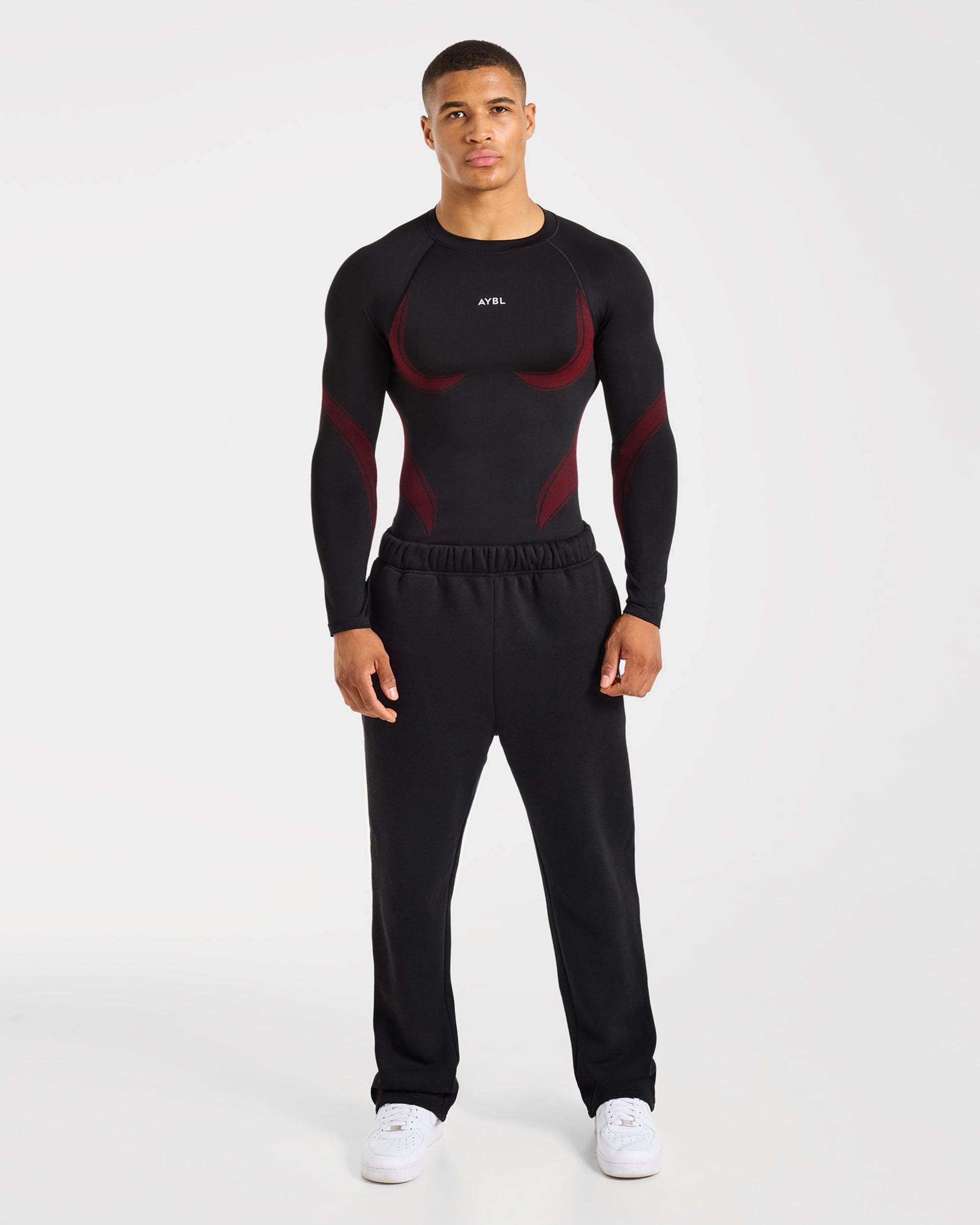 Charge Seamless Long Sleeve T Shirt - Noir/Rouge