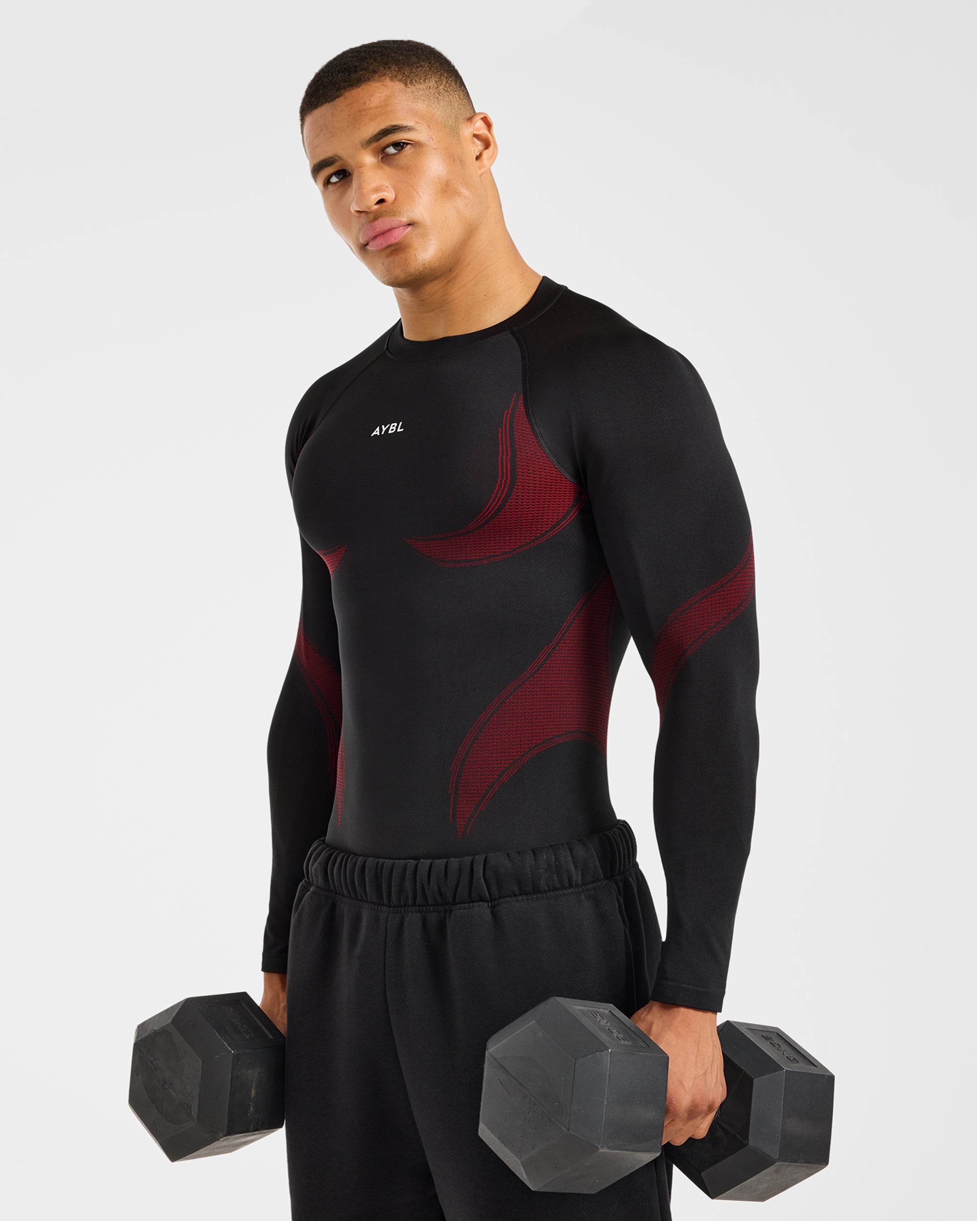 Charge Seamless Long Sleeve T Shirt - Noir/Rouge