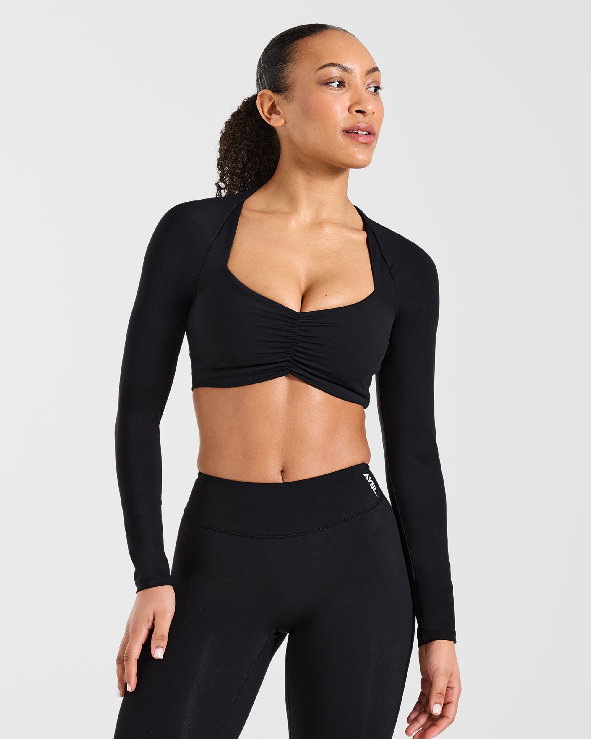 Physique Long Sleeve Crop Top - Noir