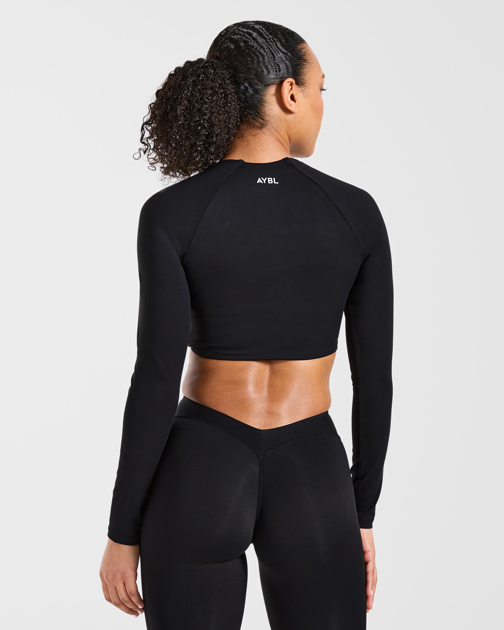 Physique Long Sleeve Crop Top - Noir