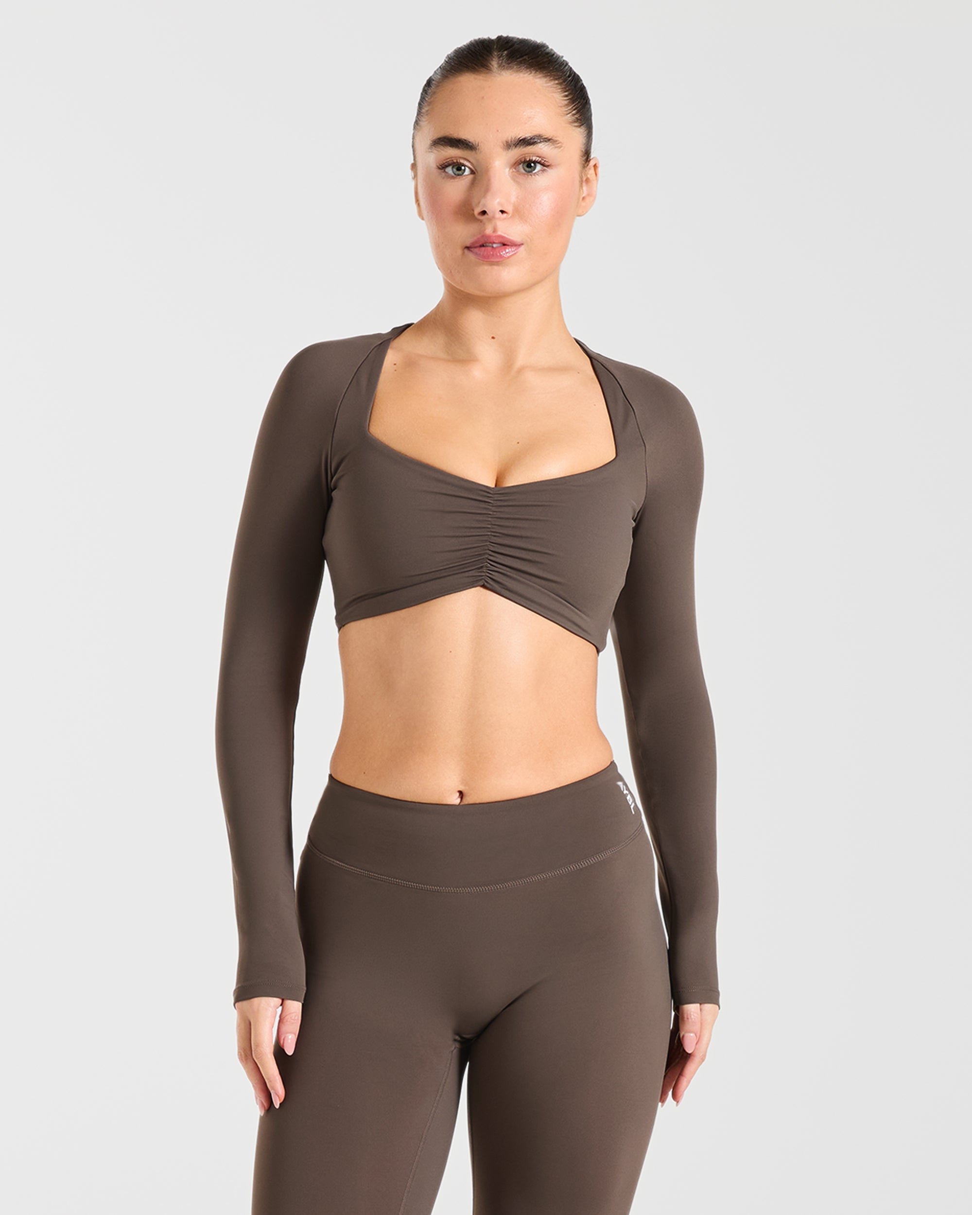 Physique Long Sleeve Crop Top - Marron