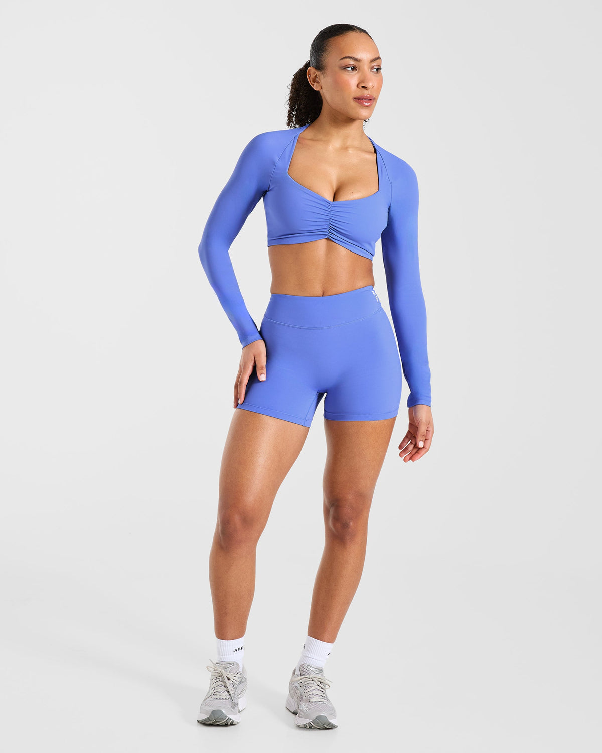 Physique Long Sleeve Crop Top - Cornflower Violet