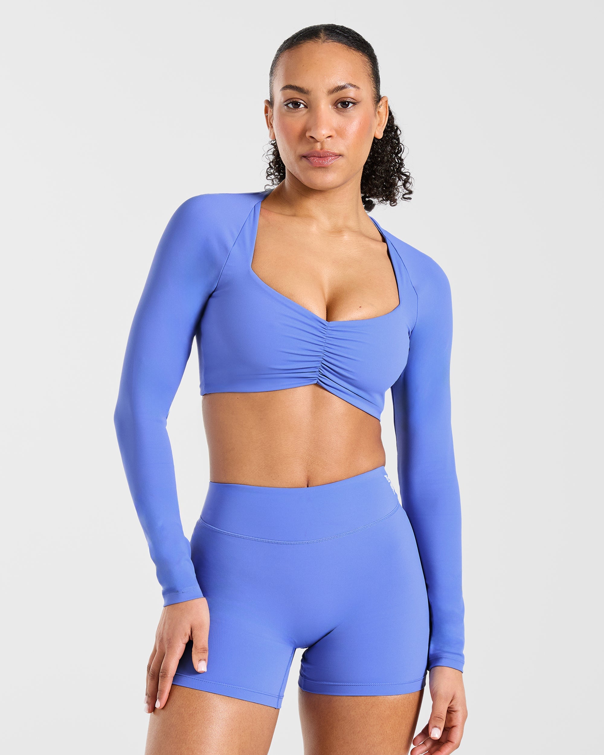 Physique Long Sleeve Crop Top - Cornflower Violet