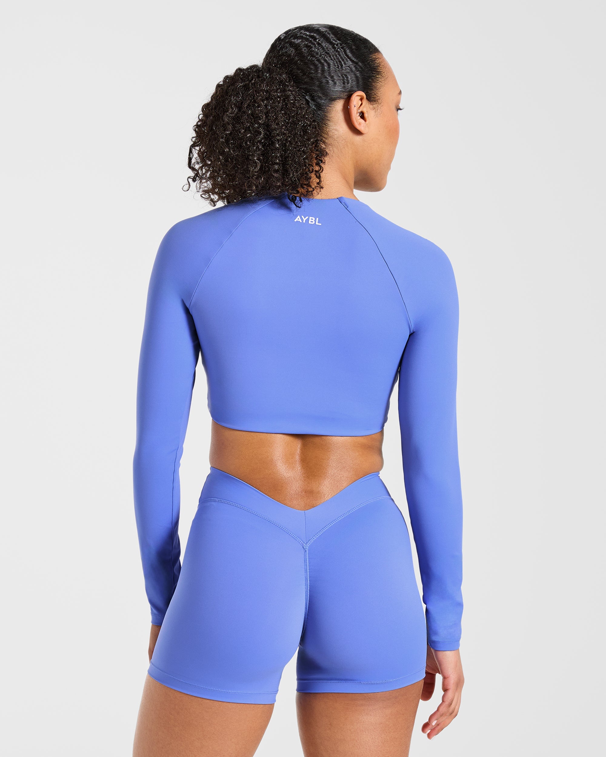 Physique Long Sleeve Crop Top - Cornflower Violet