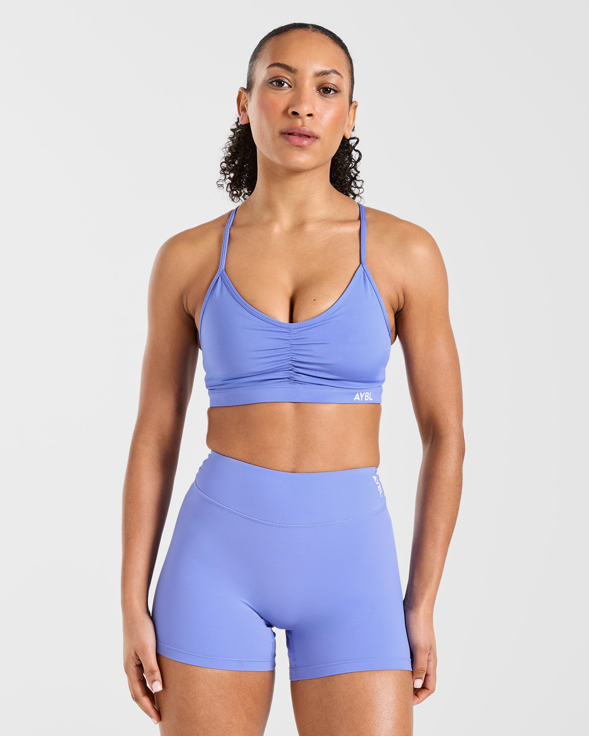 Essential Ruched Sports Bra - Cornflower Violet