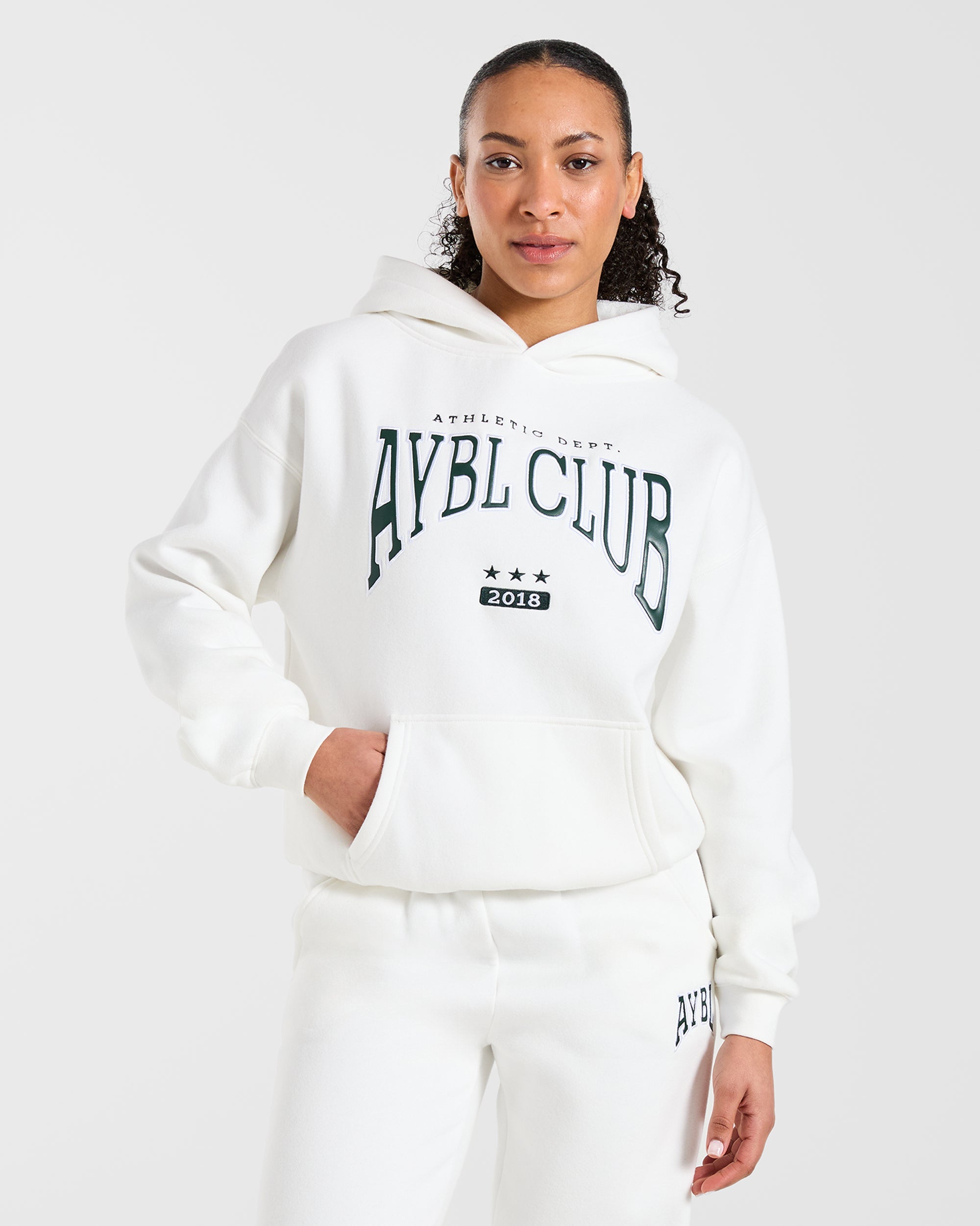 AYBL Club Oversized Hoodie - Off Blanc/Forest Vert