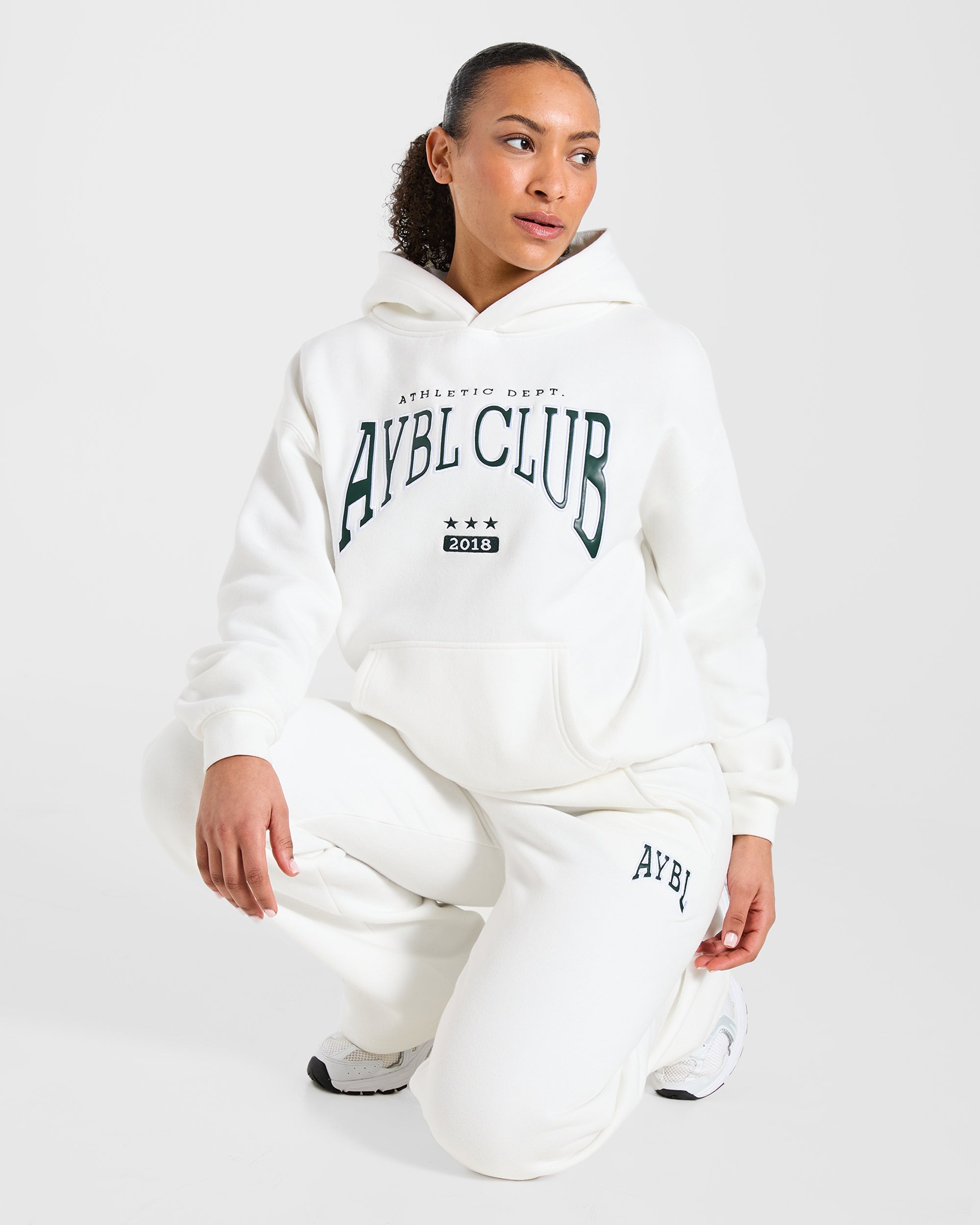 AYBL Club Oversized Hoodie - Off Blanc/Forest Vert