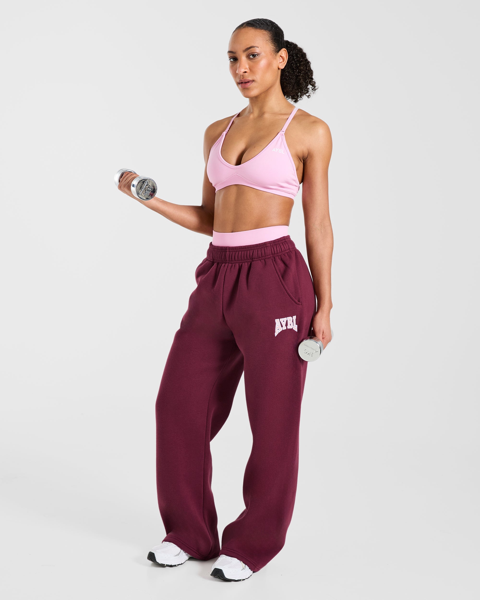 AYBL Club Oversized Straight Leg Joggers - Burgundy/Rose