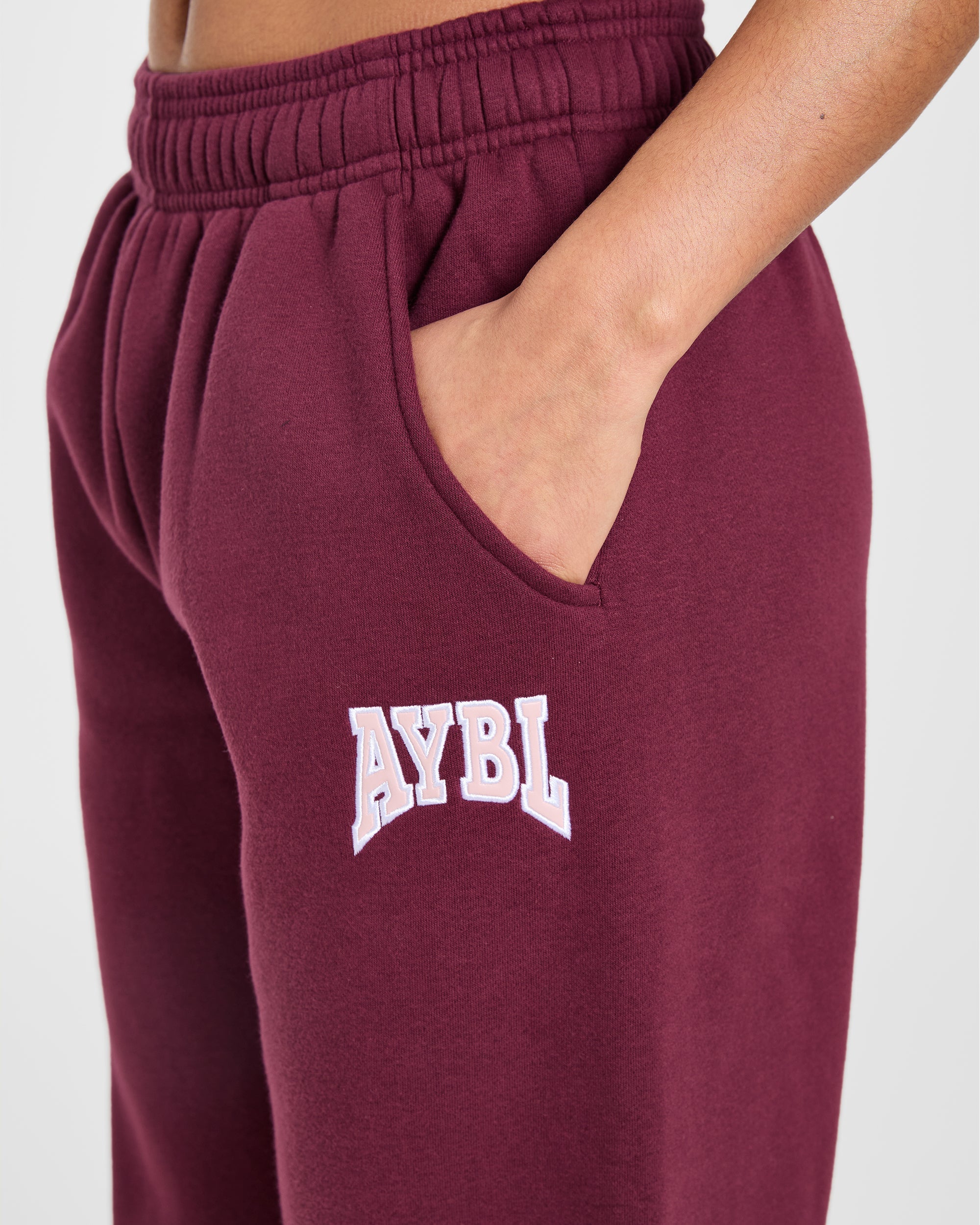 AYBL Club Oversized Straight Leg Joggers - Burgundy/Rose