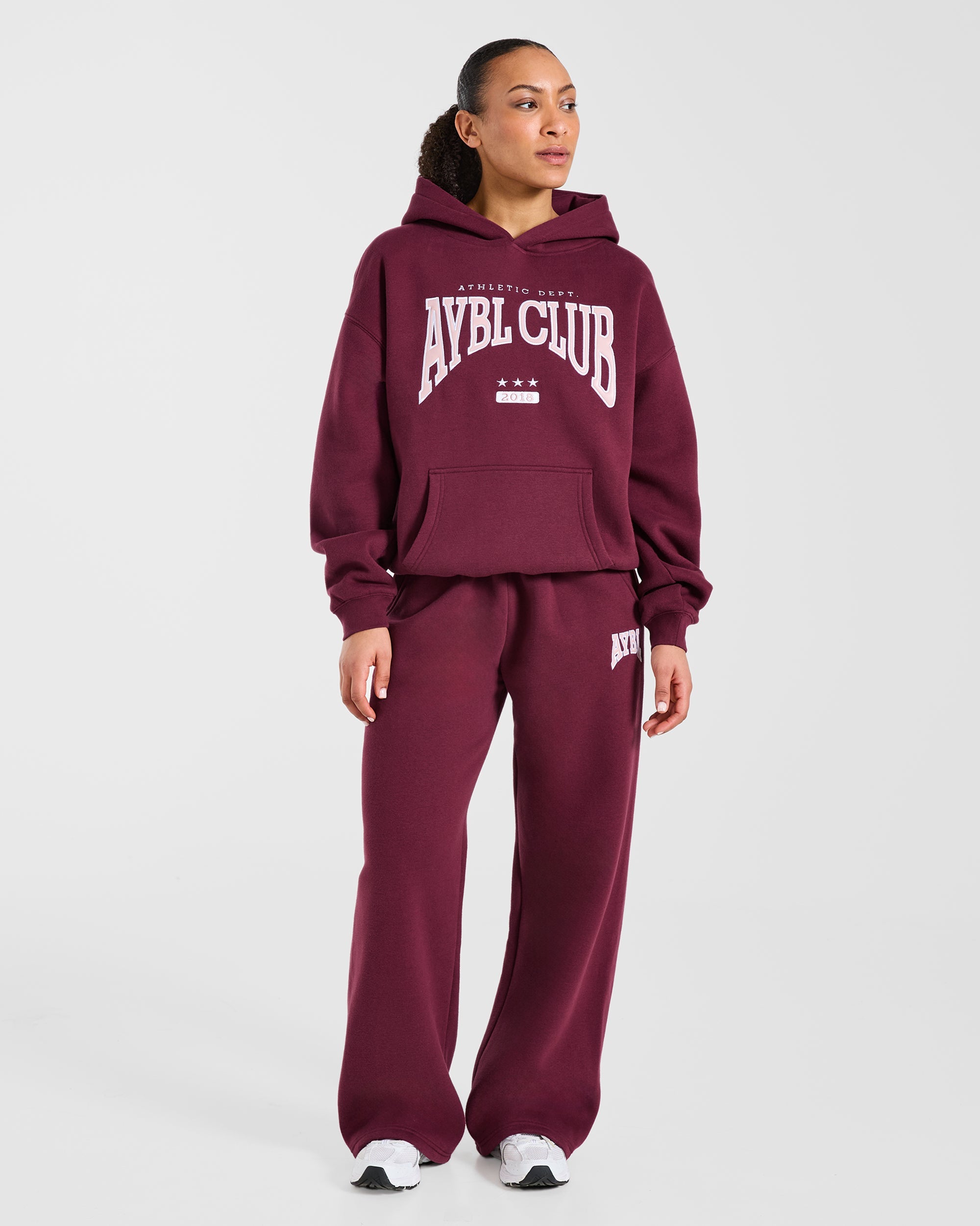 AYBL Club Oversized Straight Leg Joggers - Burgundy/Rose