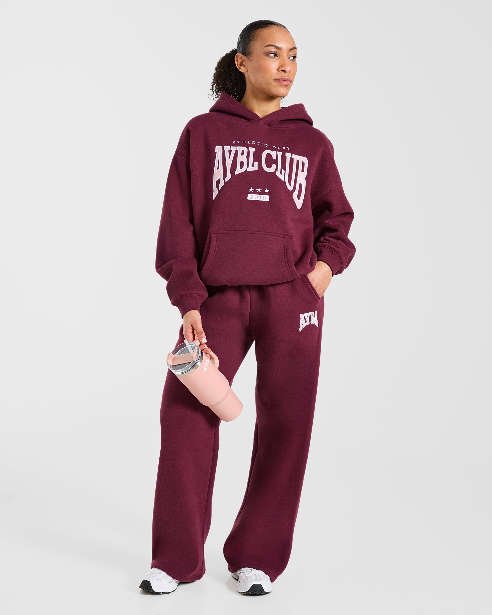 AYBL Club Oversized Straight Leg Joggers - Burgundy/Rose