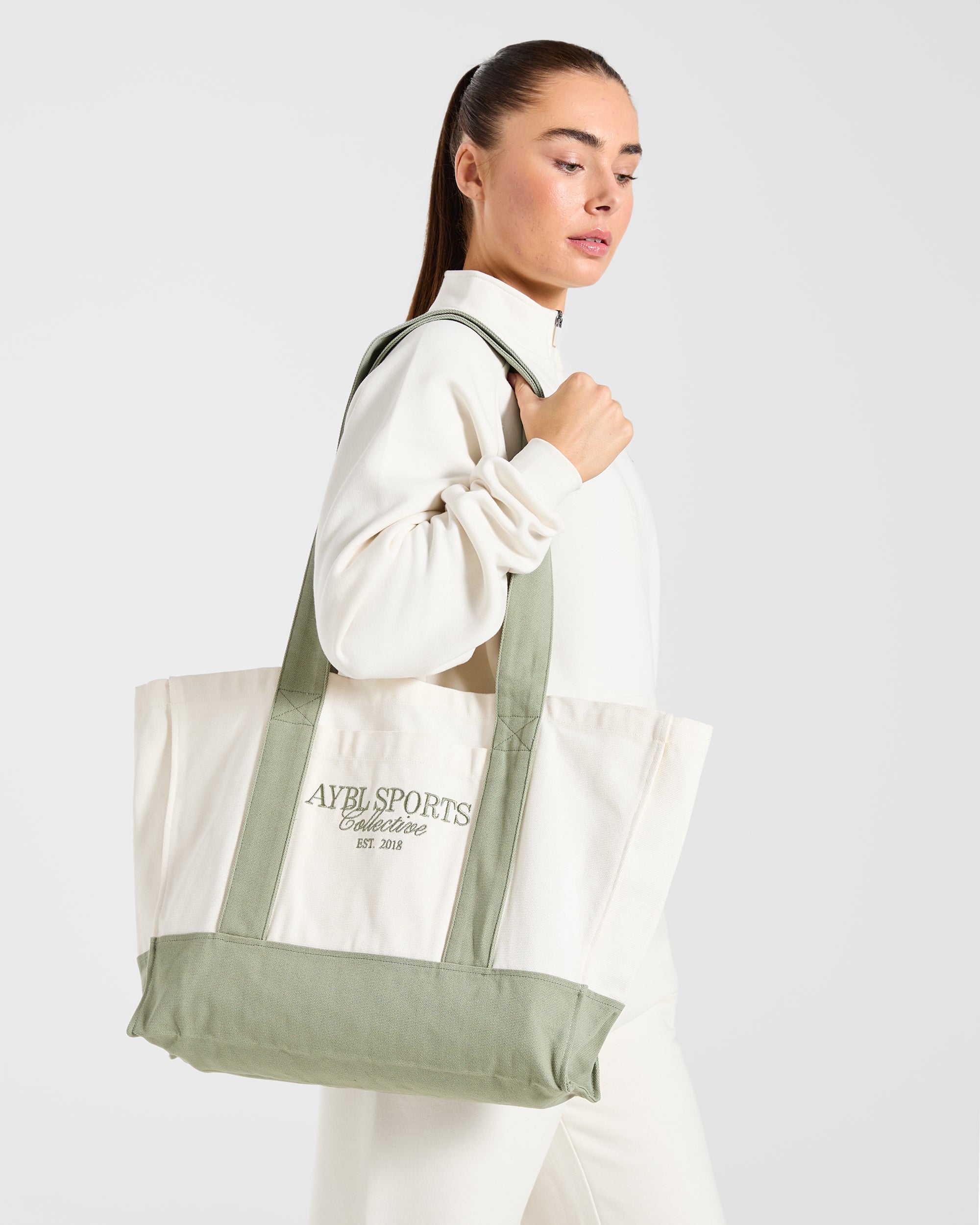 Sports Collective Tote Bag - Off Blanc/Vert