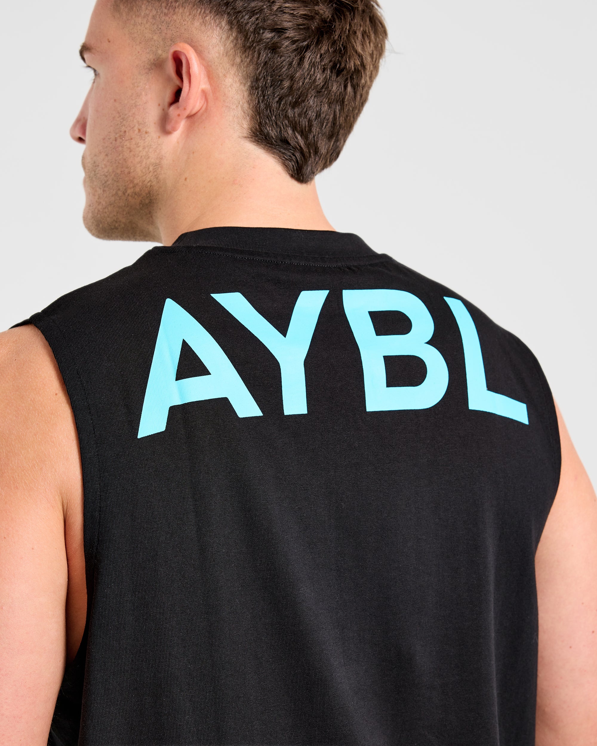 Essential Oversized Graphic Tank - Noir/Aqua