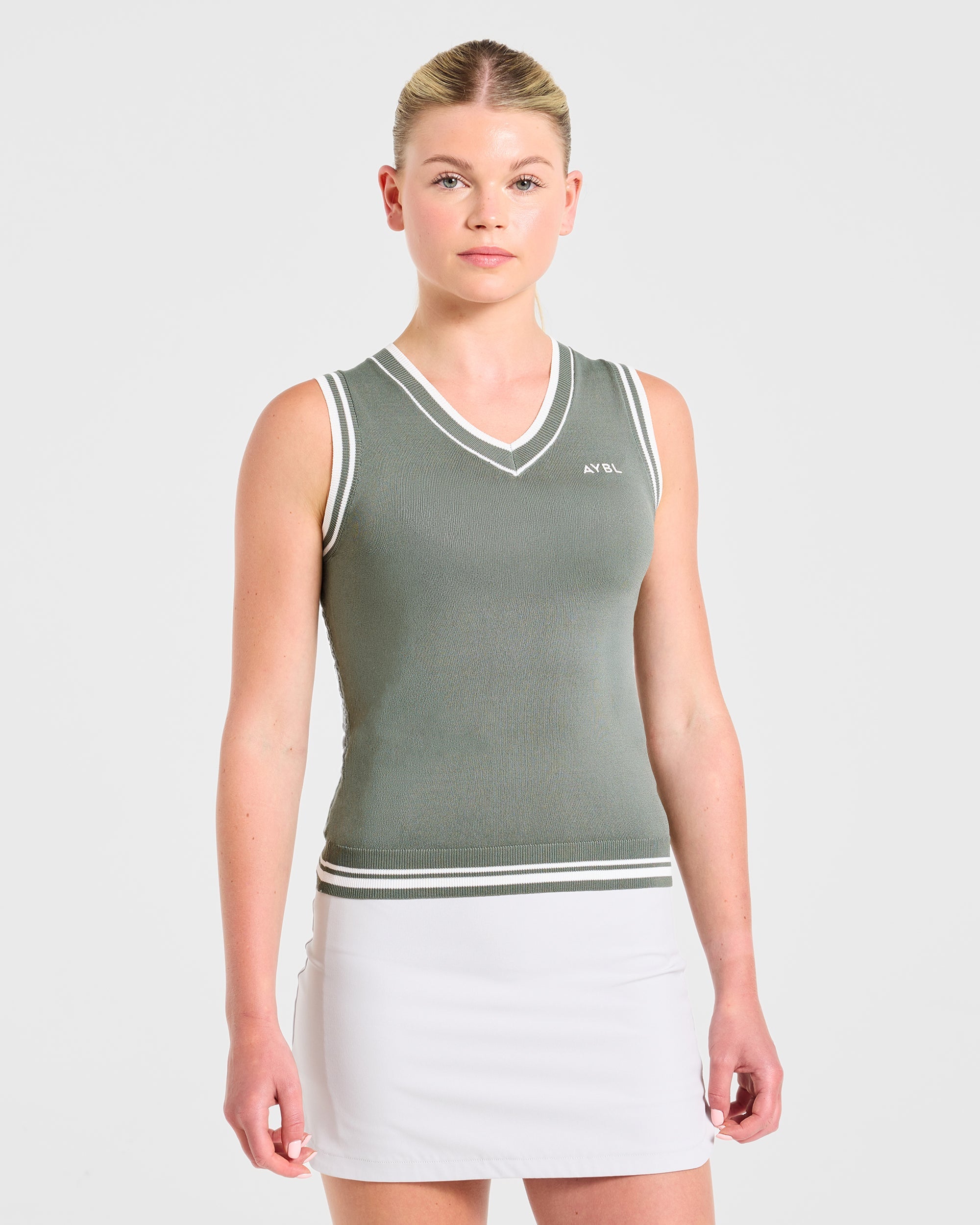 Classic Knitted V Neck Vest - Hillside Vert