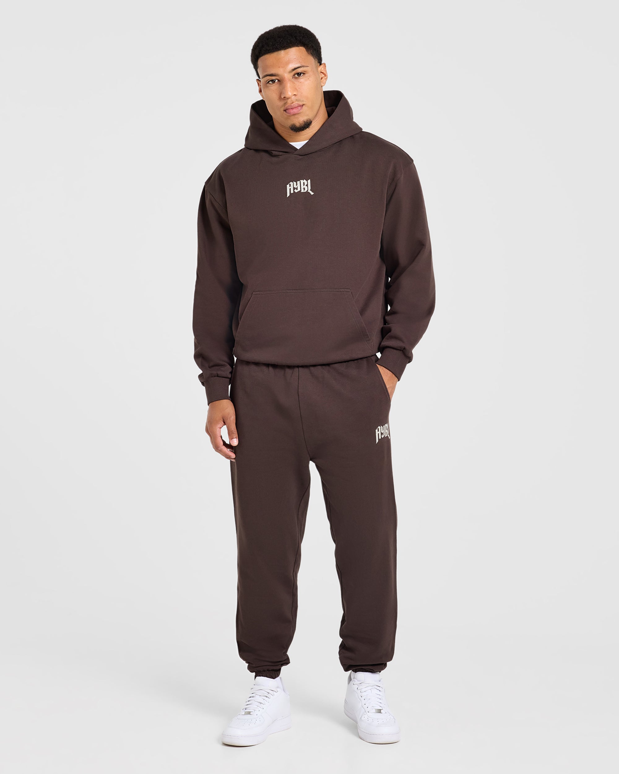 Heavy Lifting Gothic Oversized Hoodie - Marron/Crème