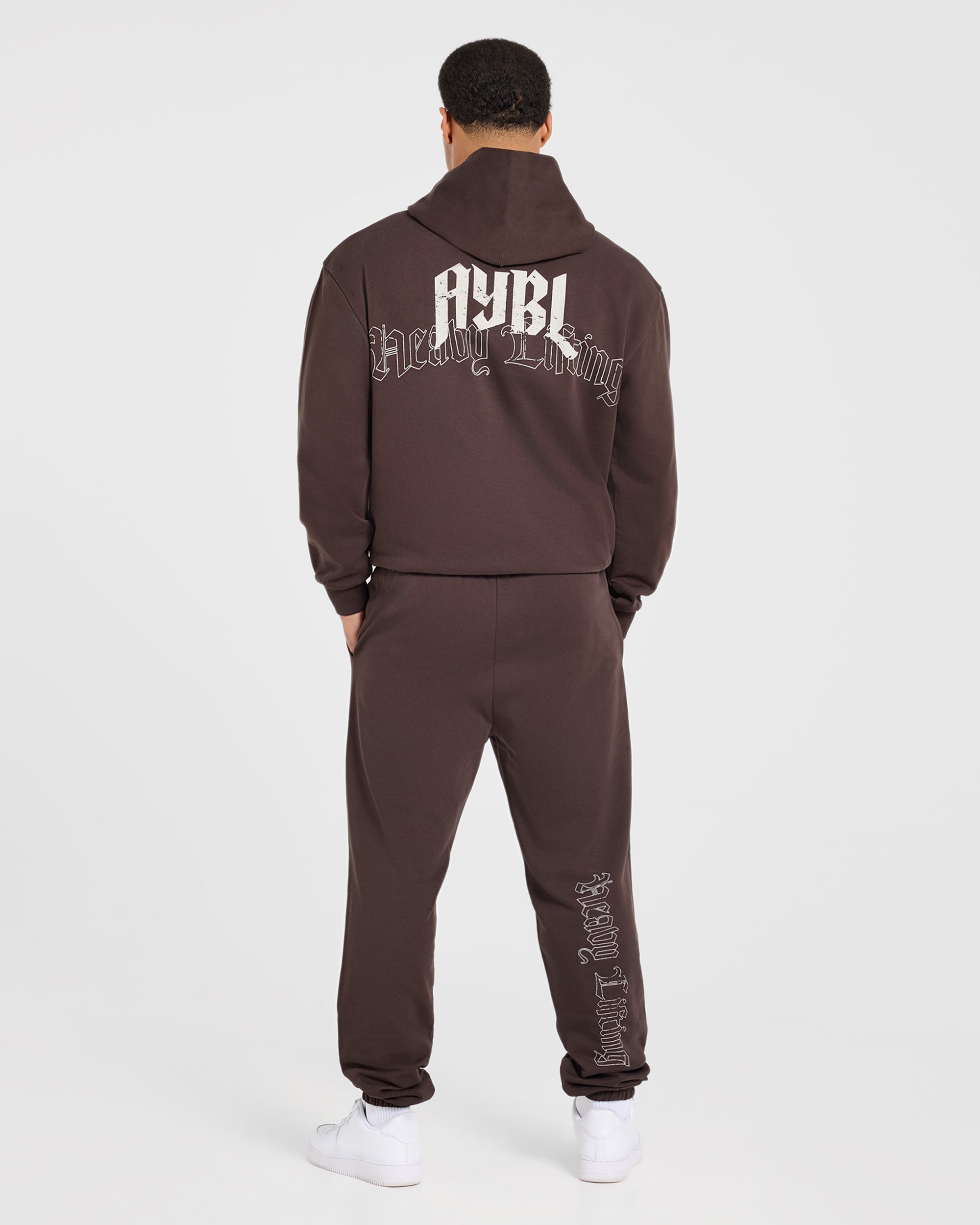Heavy Lifting Gothic Oversized Hoodie - Marron/Crème