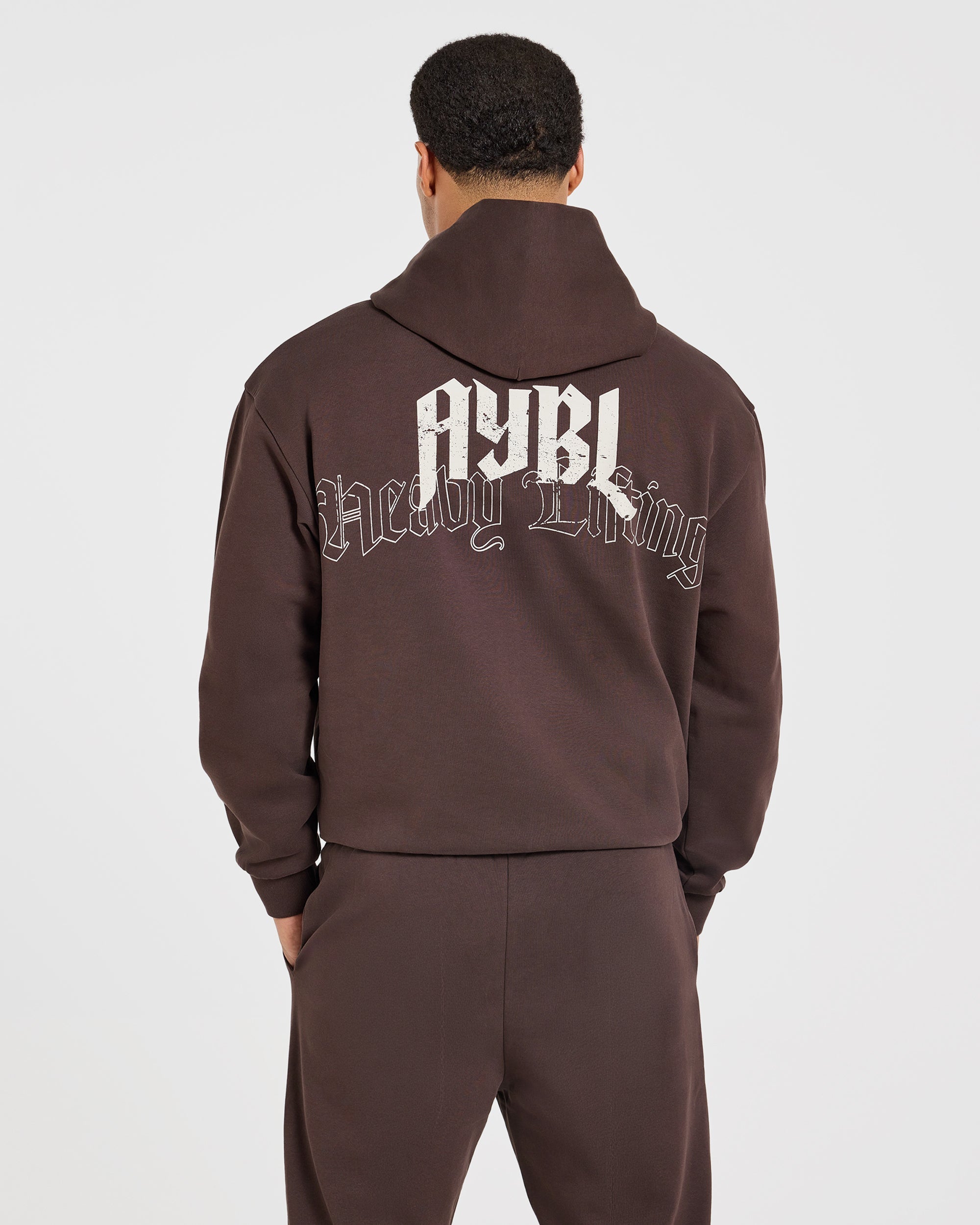 Heavy Lifting Gothic Oversized Hoodie - Marron/Crème