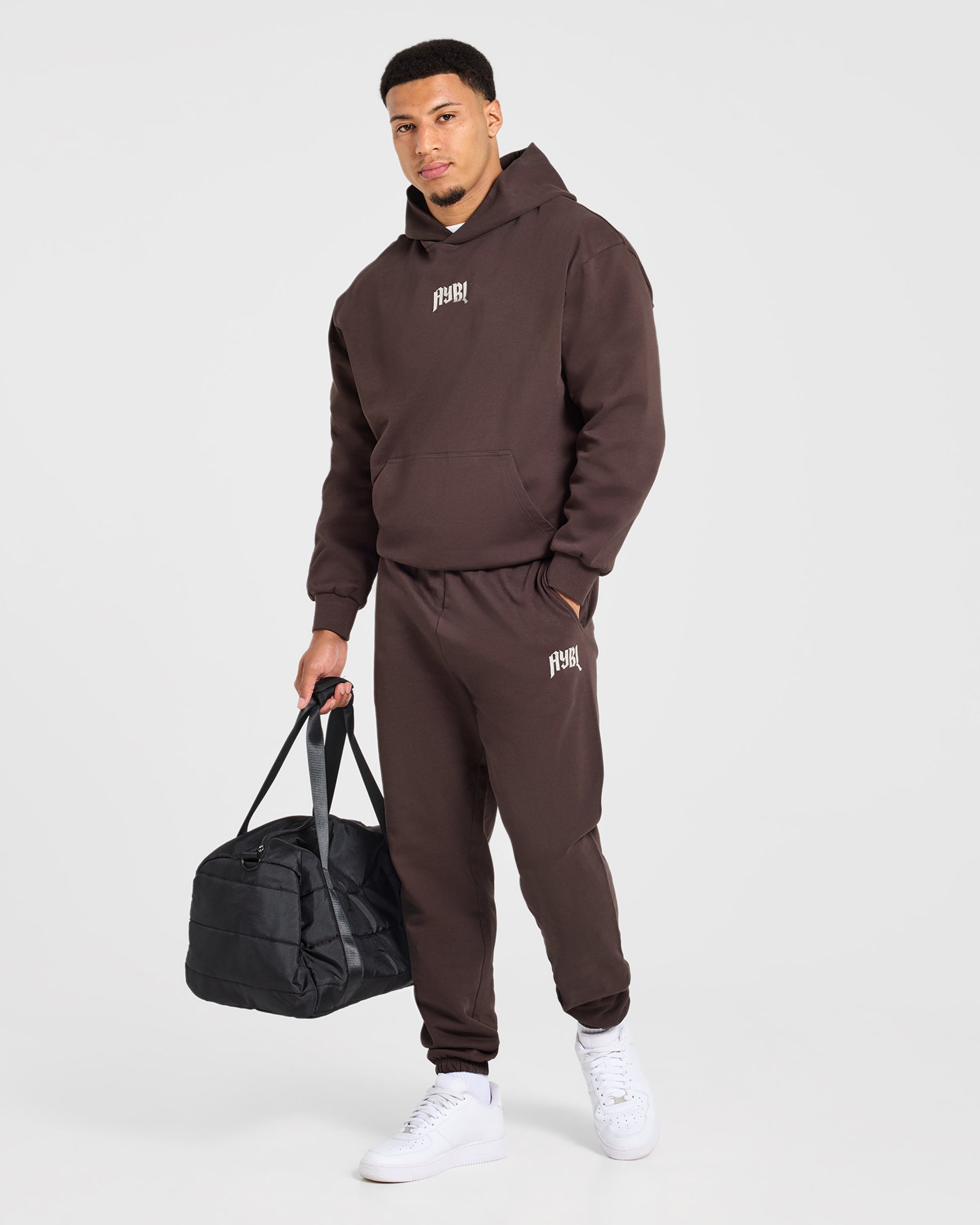 Heavy Lifting Gothic Oversized Hoodie - Marron/Crème