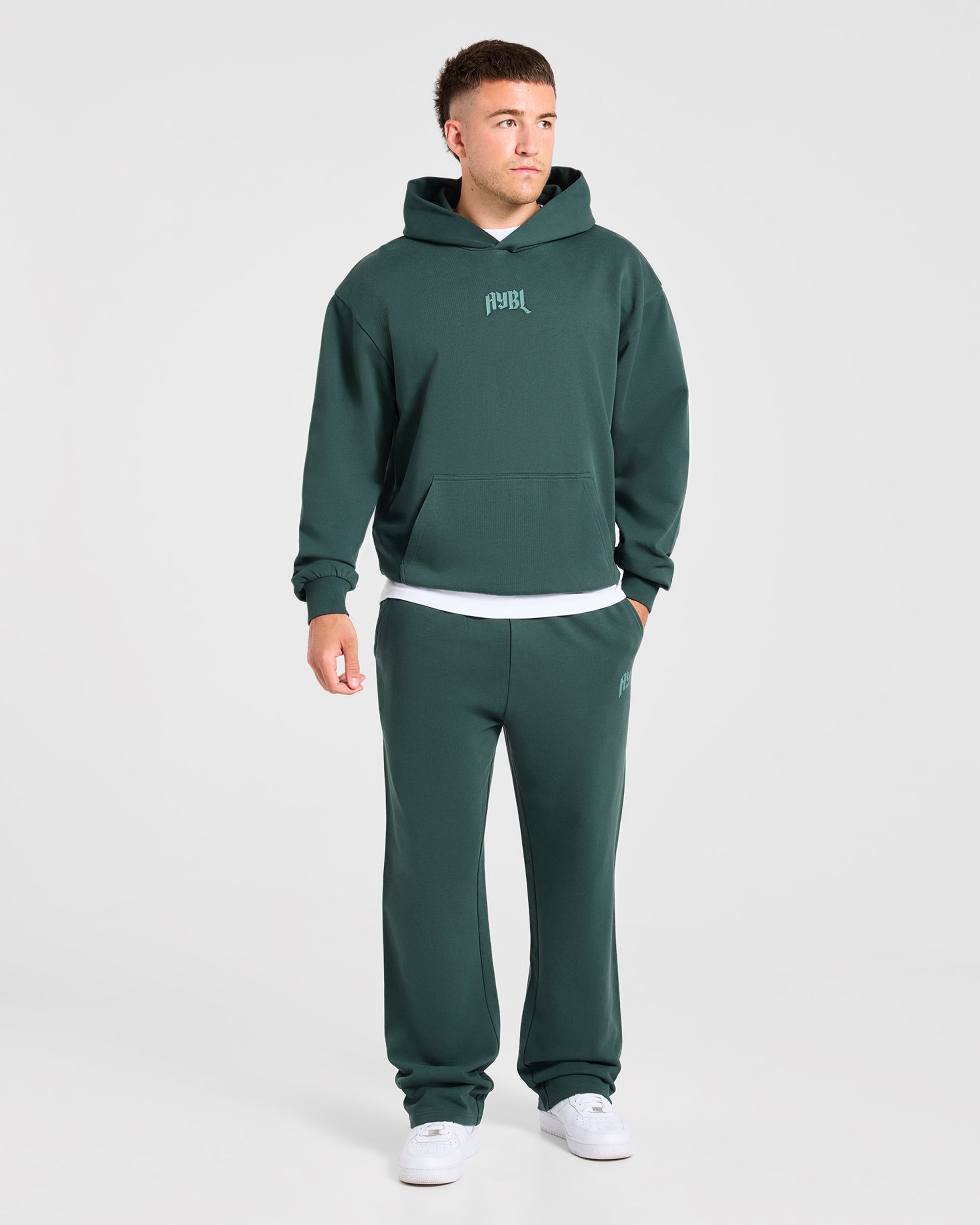 Heavy Lifting Gothic Oversized Hoodie - Midnight Teal