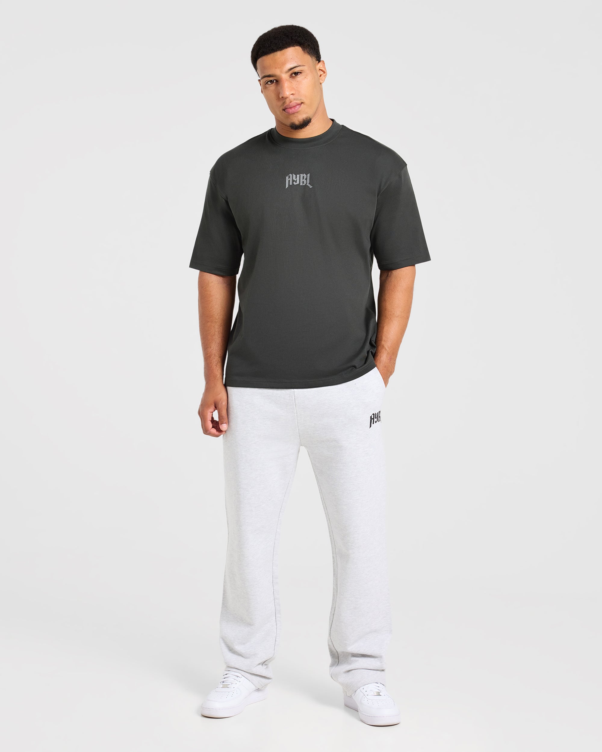 Heavy Lifting Gothic Oversized Straight Leg Joggers - Gris Marl