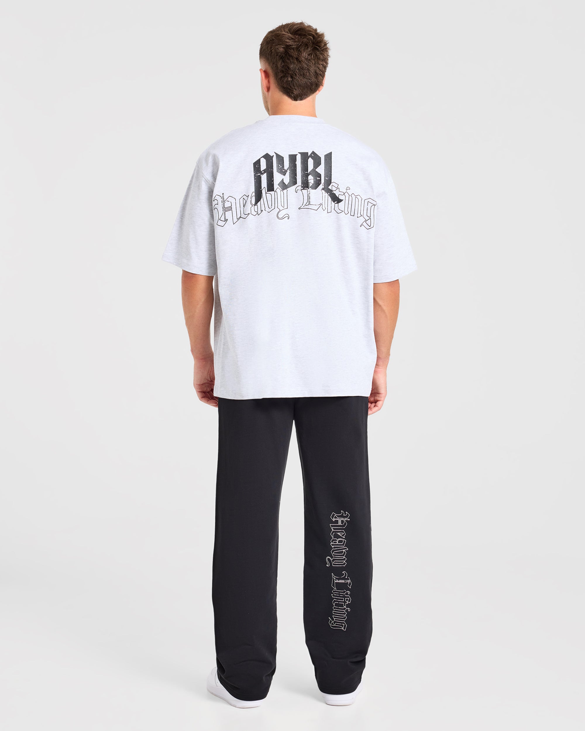 Heavy Lifting Gothic Oversized Straight Leg Joggers - Noir/Blanc