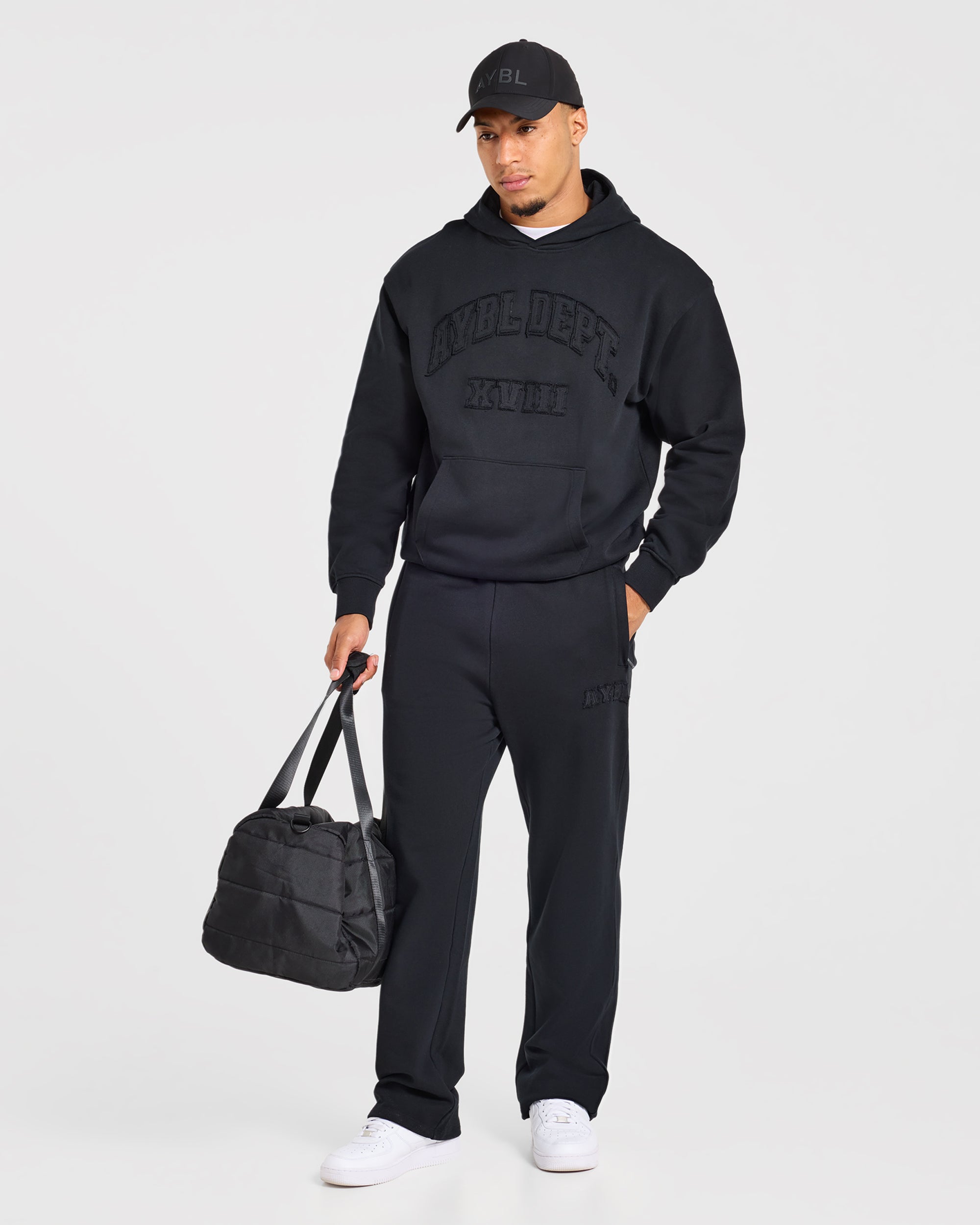 Effortless Oversized Straight Leg Joggers - Noir