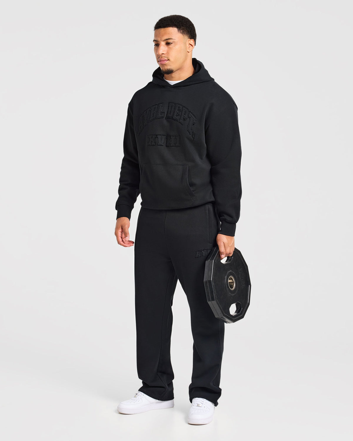 Effortless Oversized Straight Leg Joggers - Noir