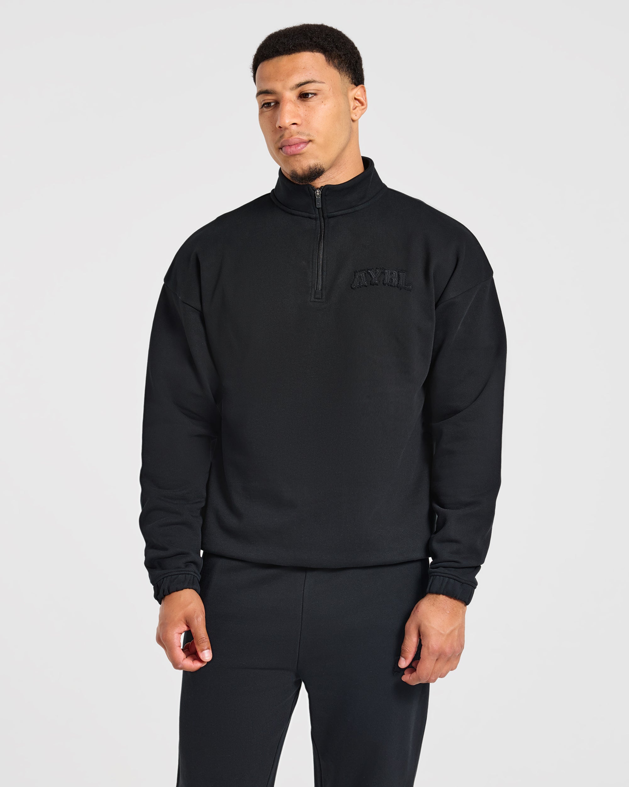 Effortless Oversized 1/4 Zip Pullover - Noir
