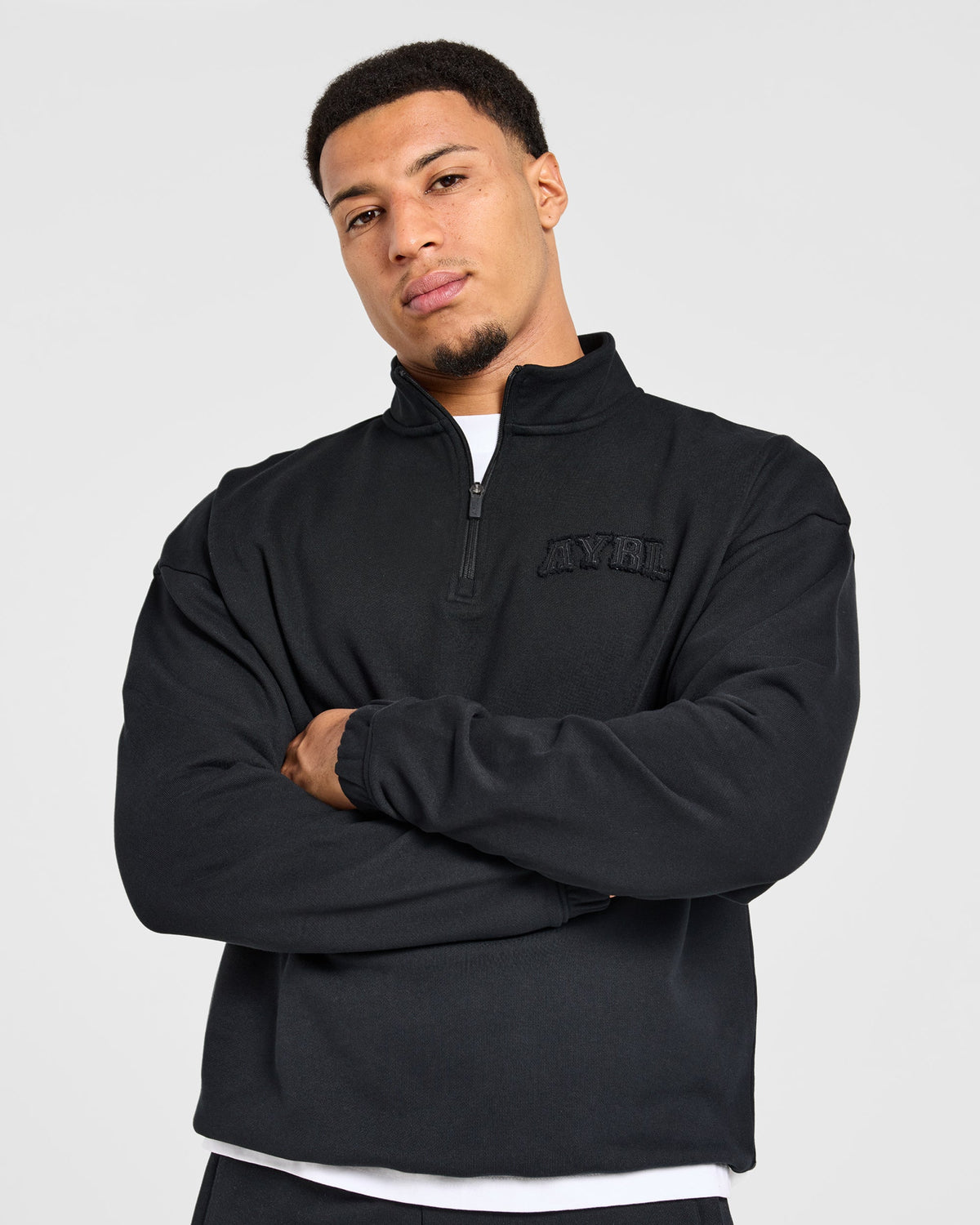 Effortless Oversized 1/4 Zip Pullover - Noir