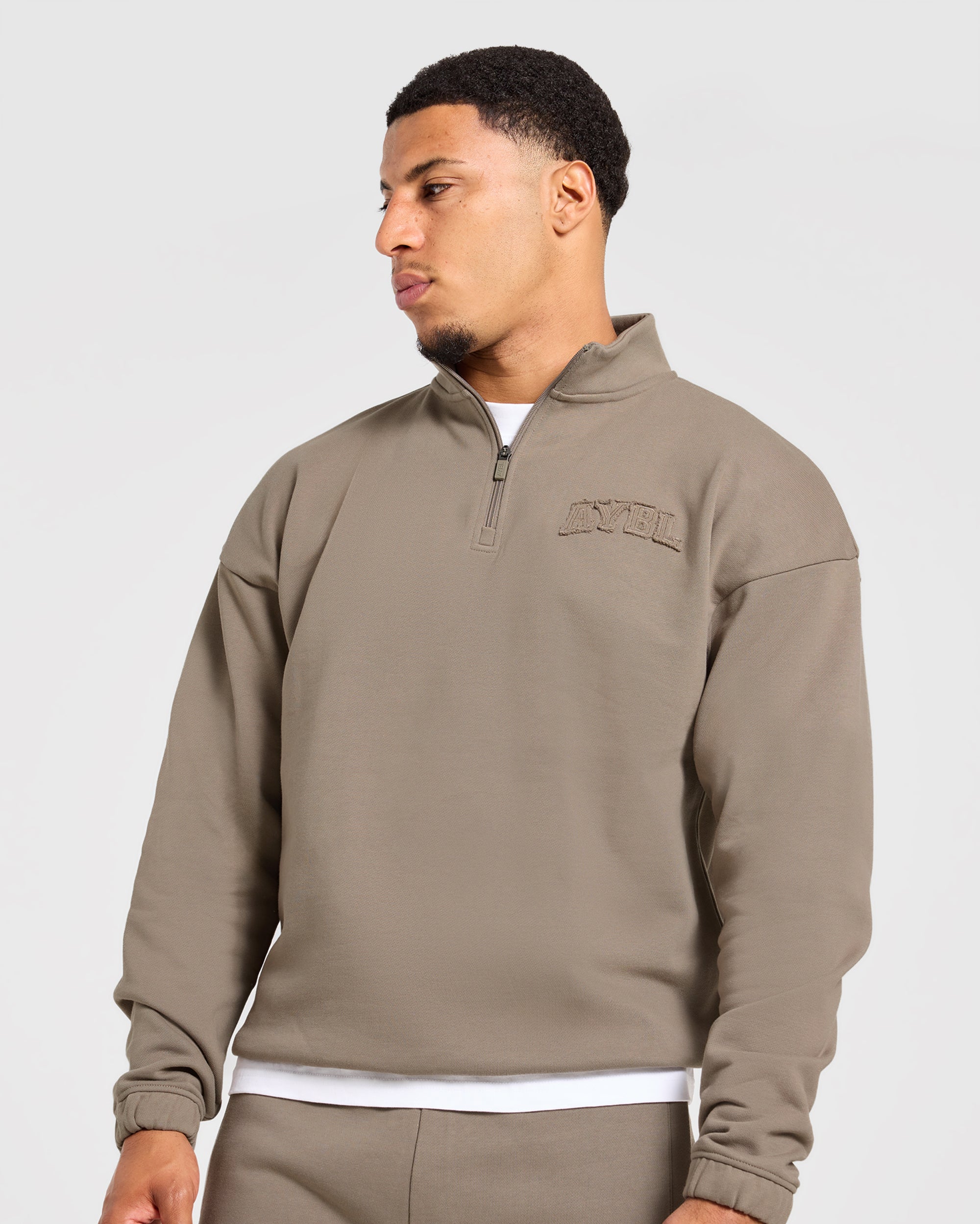 Effortless Oversized 1/4 Zip Pullover - Deep Ecru