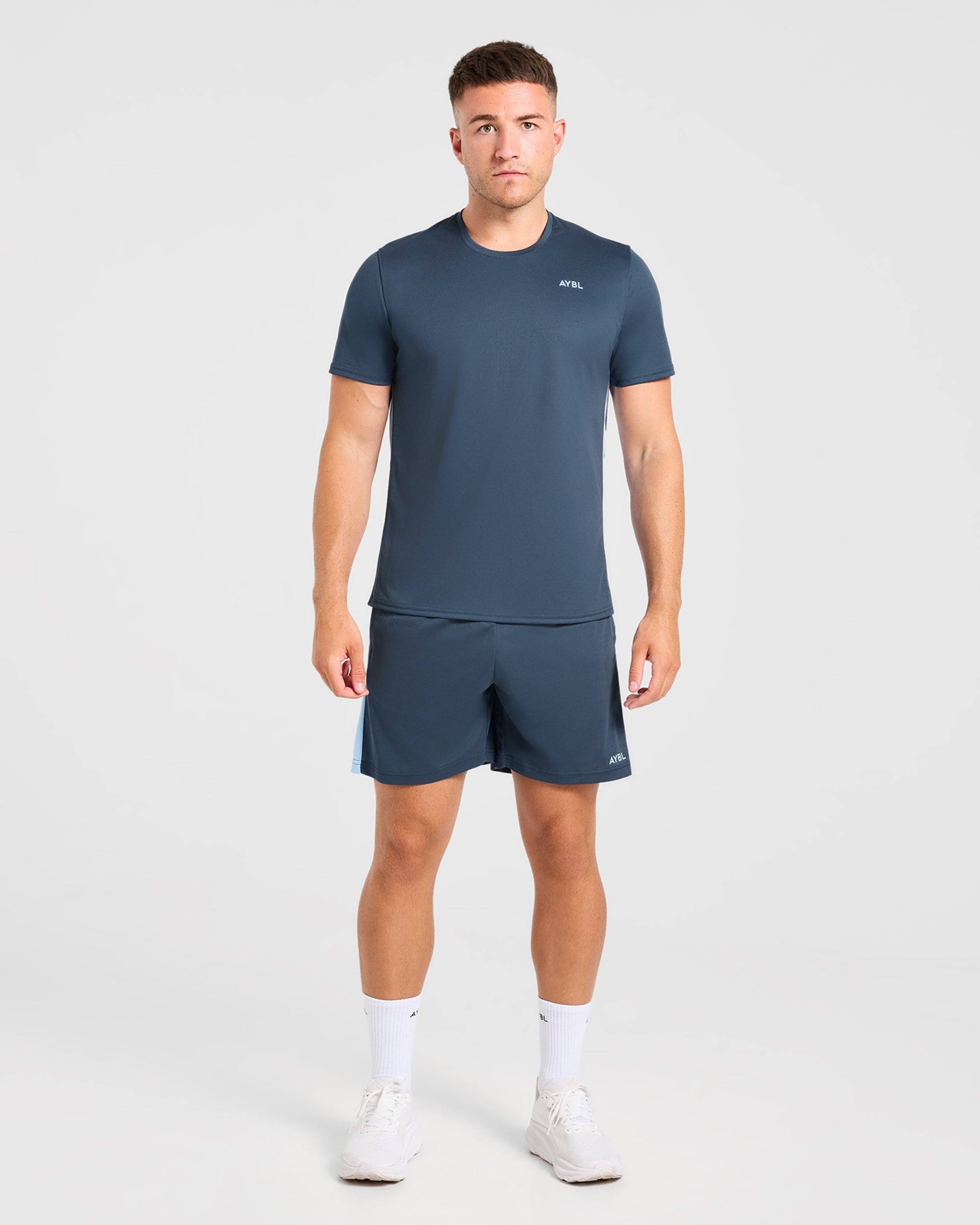 Active T Shirt - Muted Navy/Light Bleu