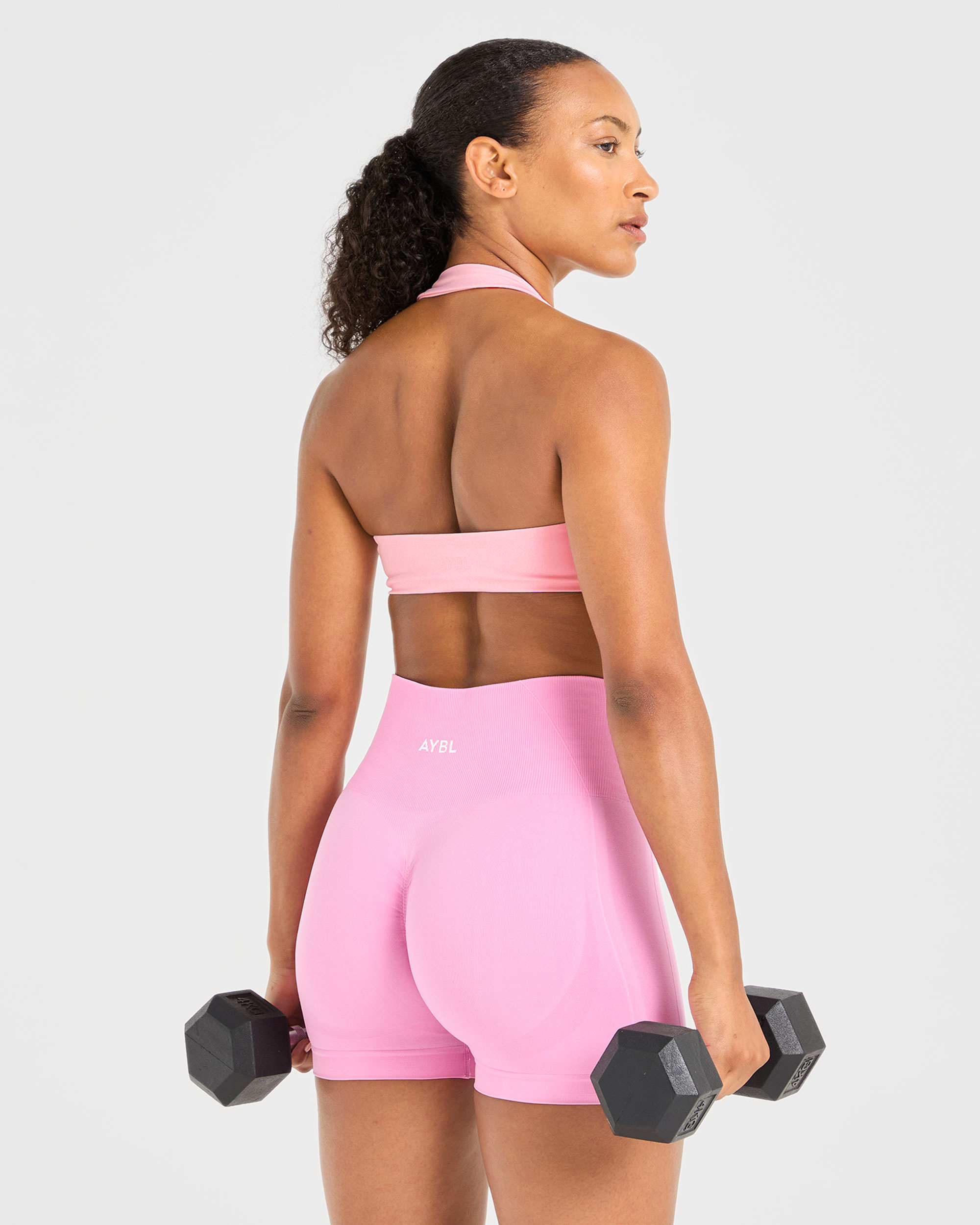 Essential Halterneck Sports Bra - Baby Pink