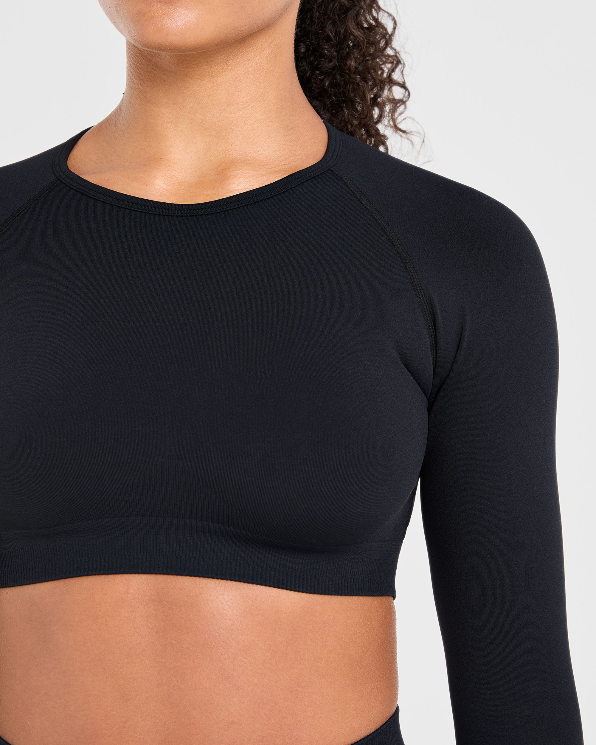 Power Seamless Long Sleeve Crop Top - Noir