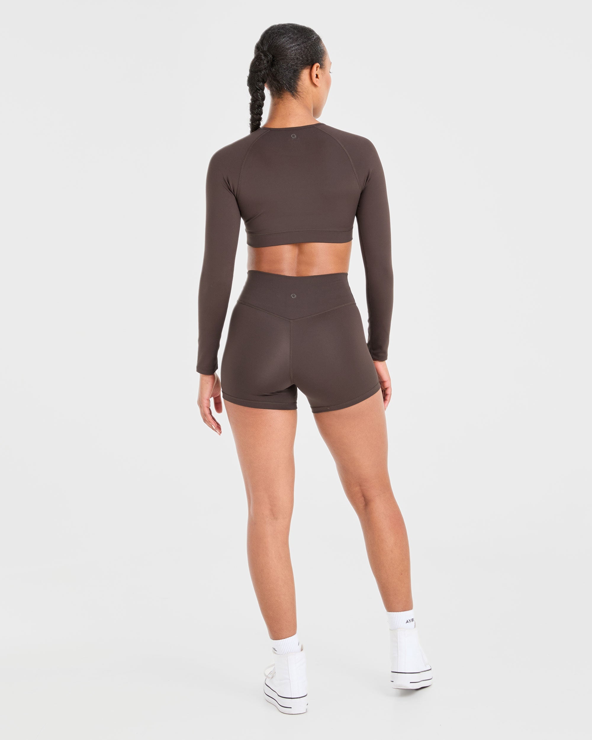 Staple Long Sleeve Crop Top - Coffee Brun