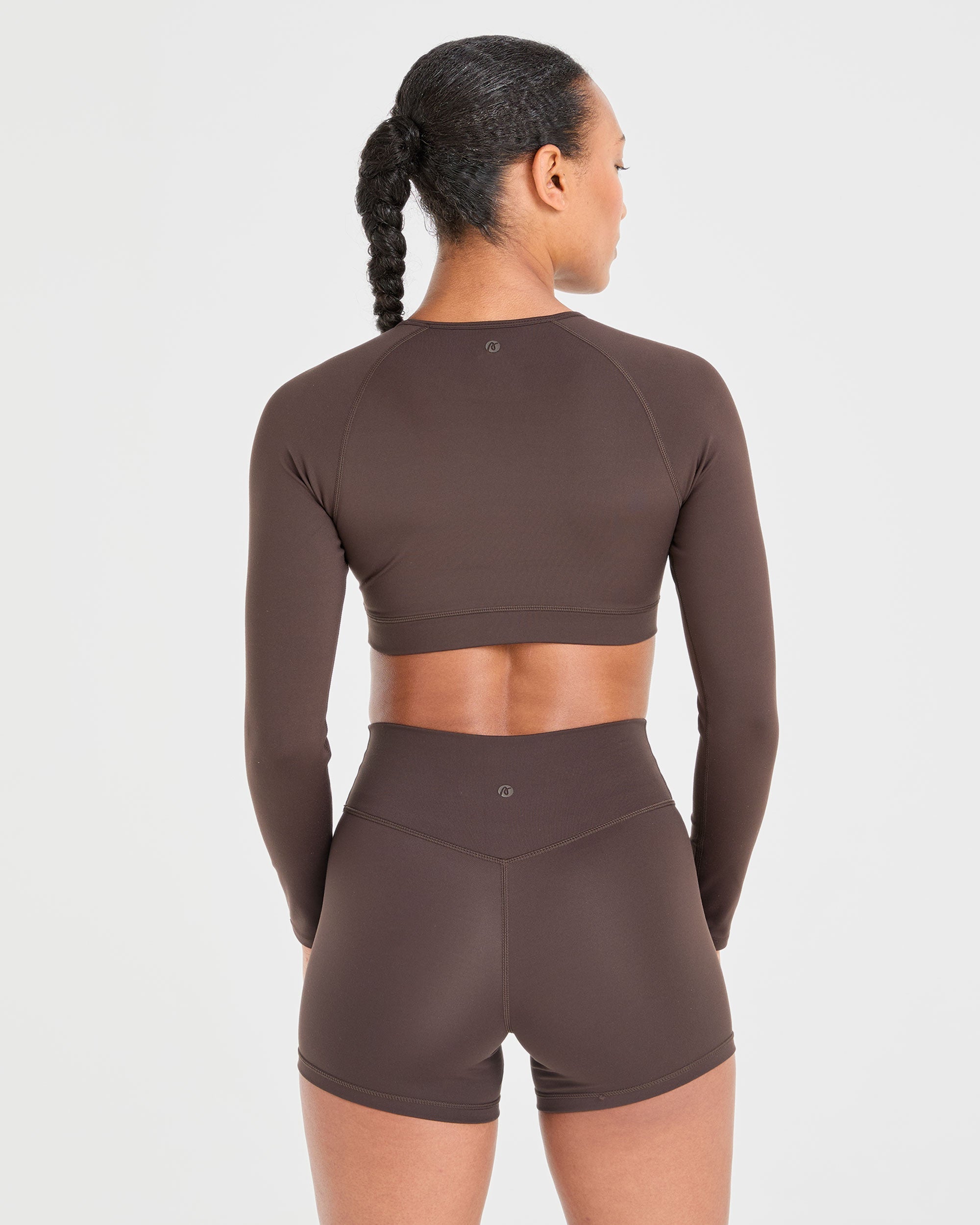 Staple Long Sleeve Crop Top - Coffee Brun