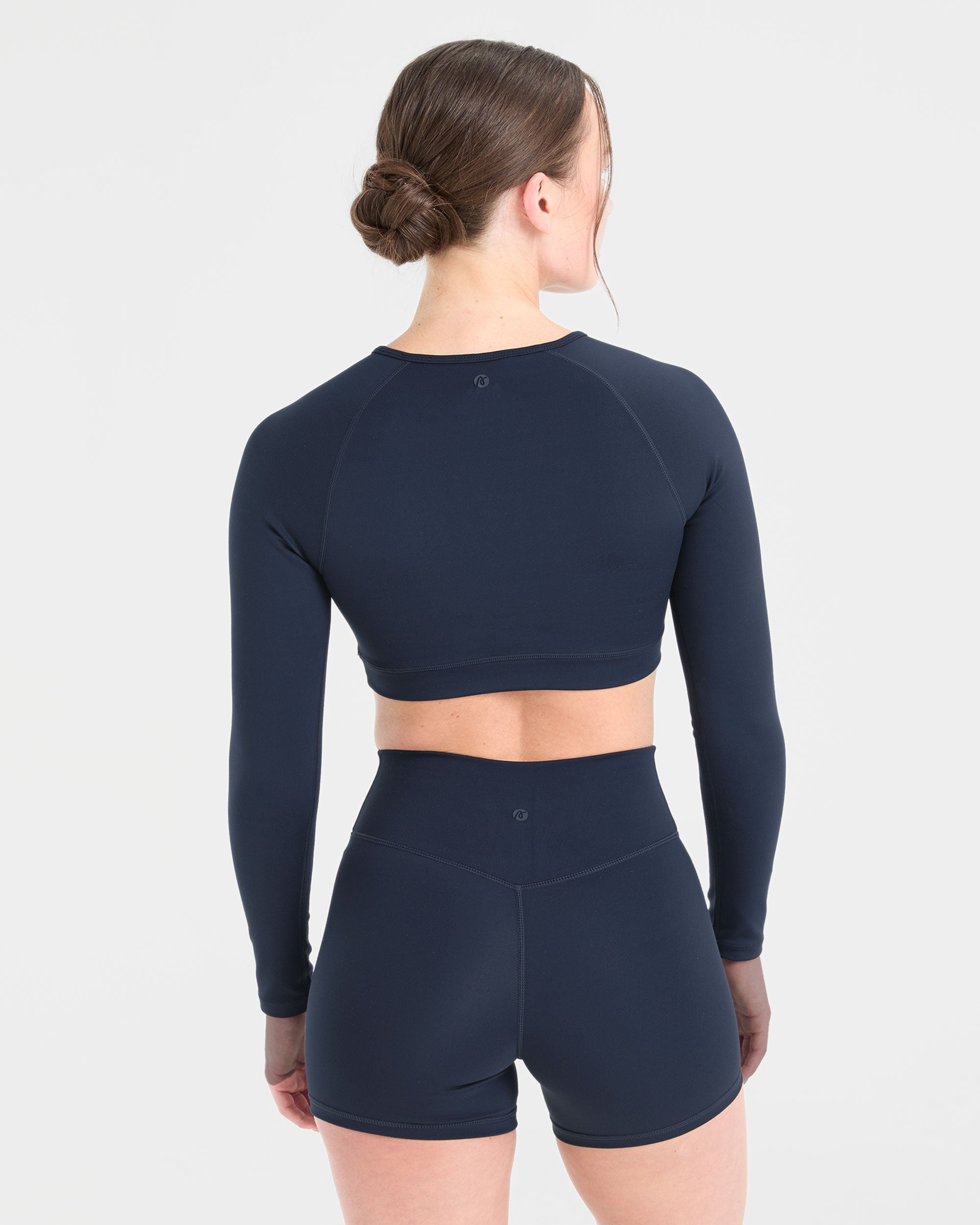 Staple Long Sleeve Crop Top - Navy