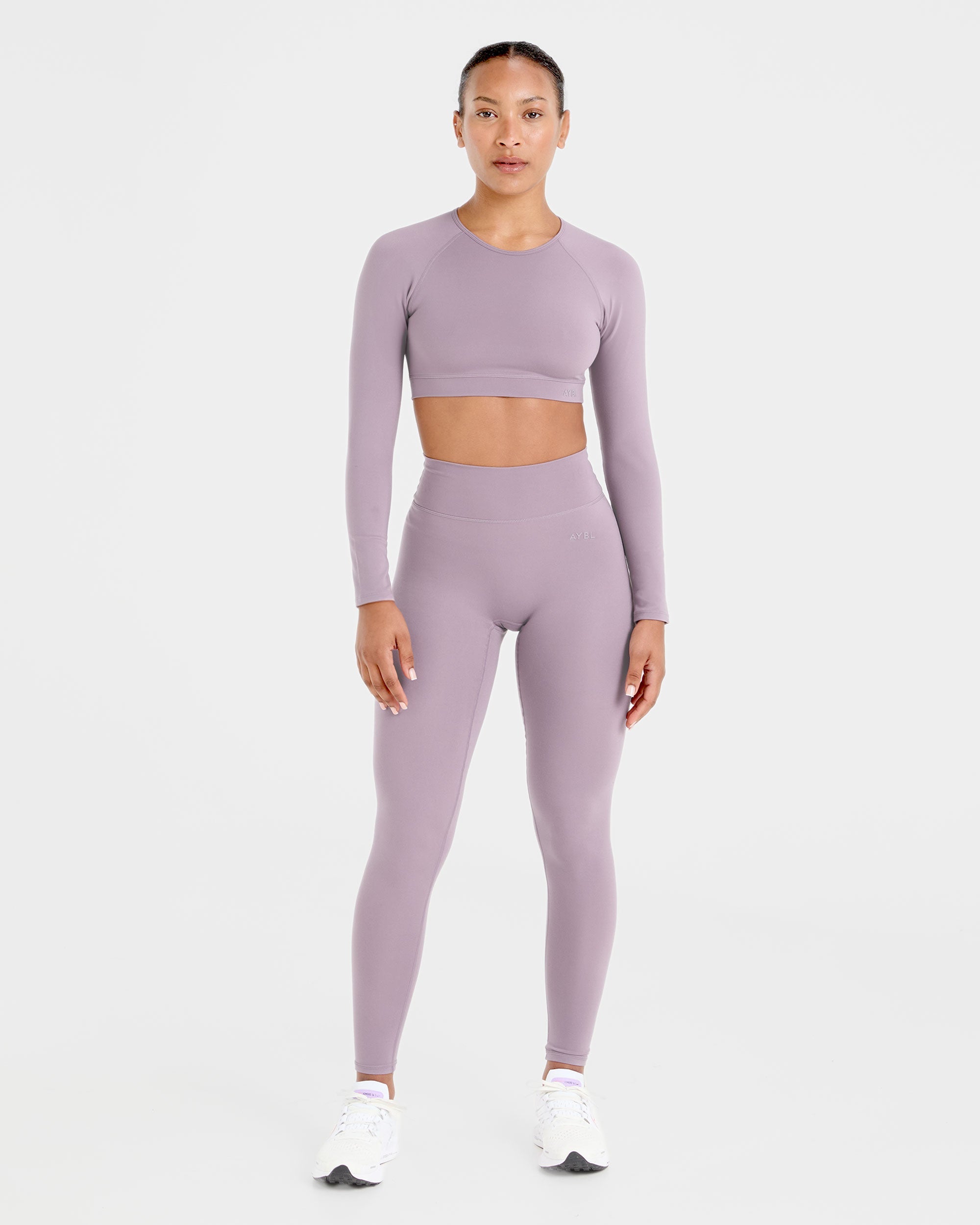 Staple Long Sleeve Crop Top - Mauve Violet