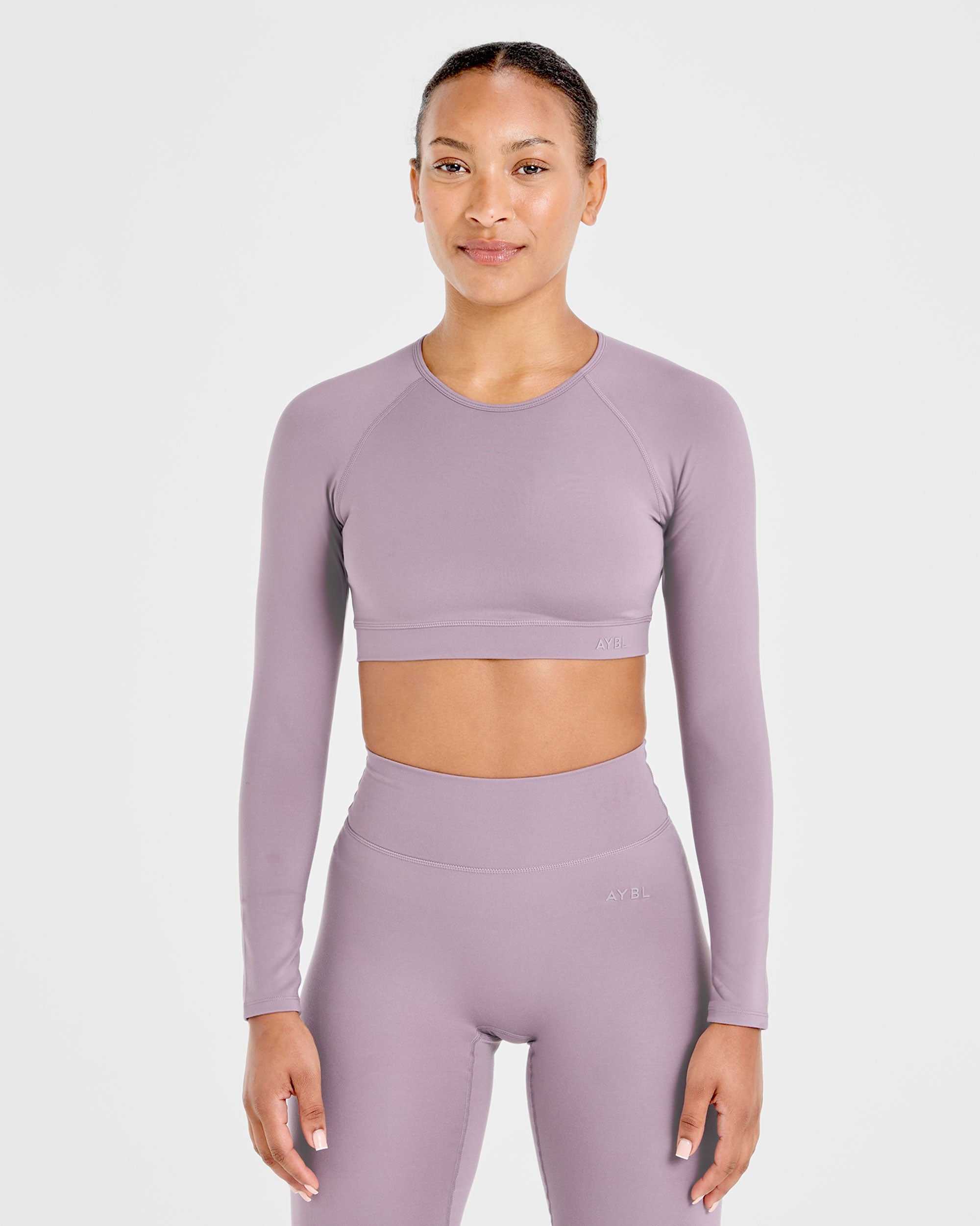 Staple Long Sleeve Crop Top - Mauve Violet