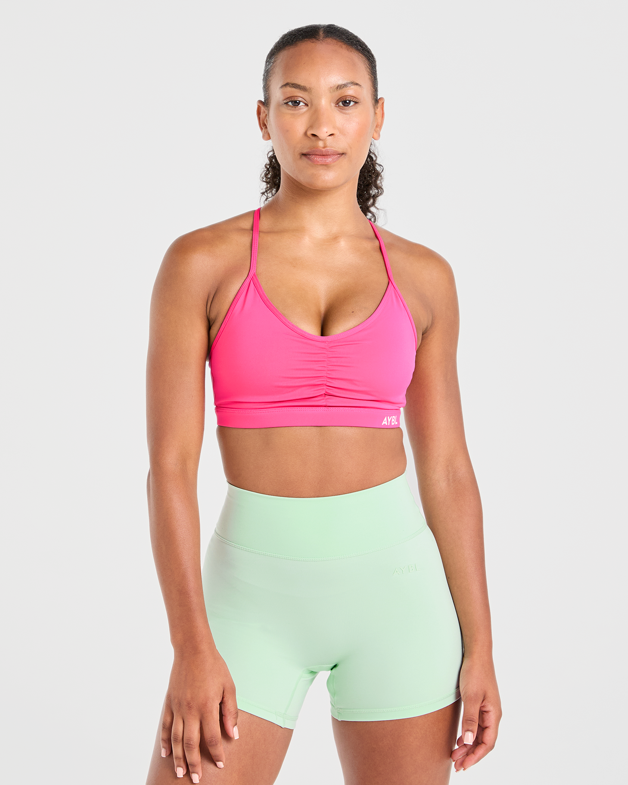 Essential Ruched Sports Bra - Hot Pink