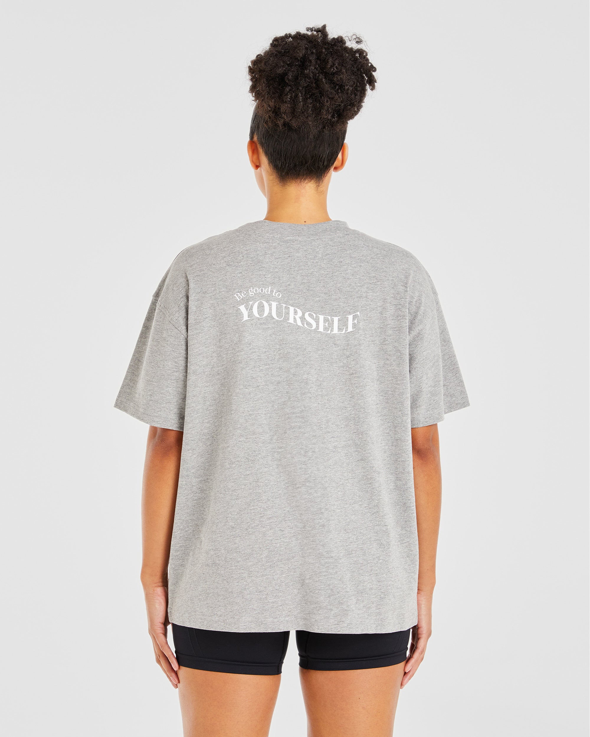 Be Good To Yourself Oversized T Shirt - Heather Gris/Blanc