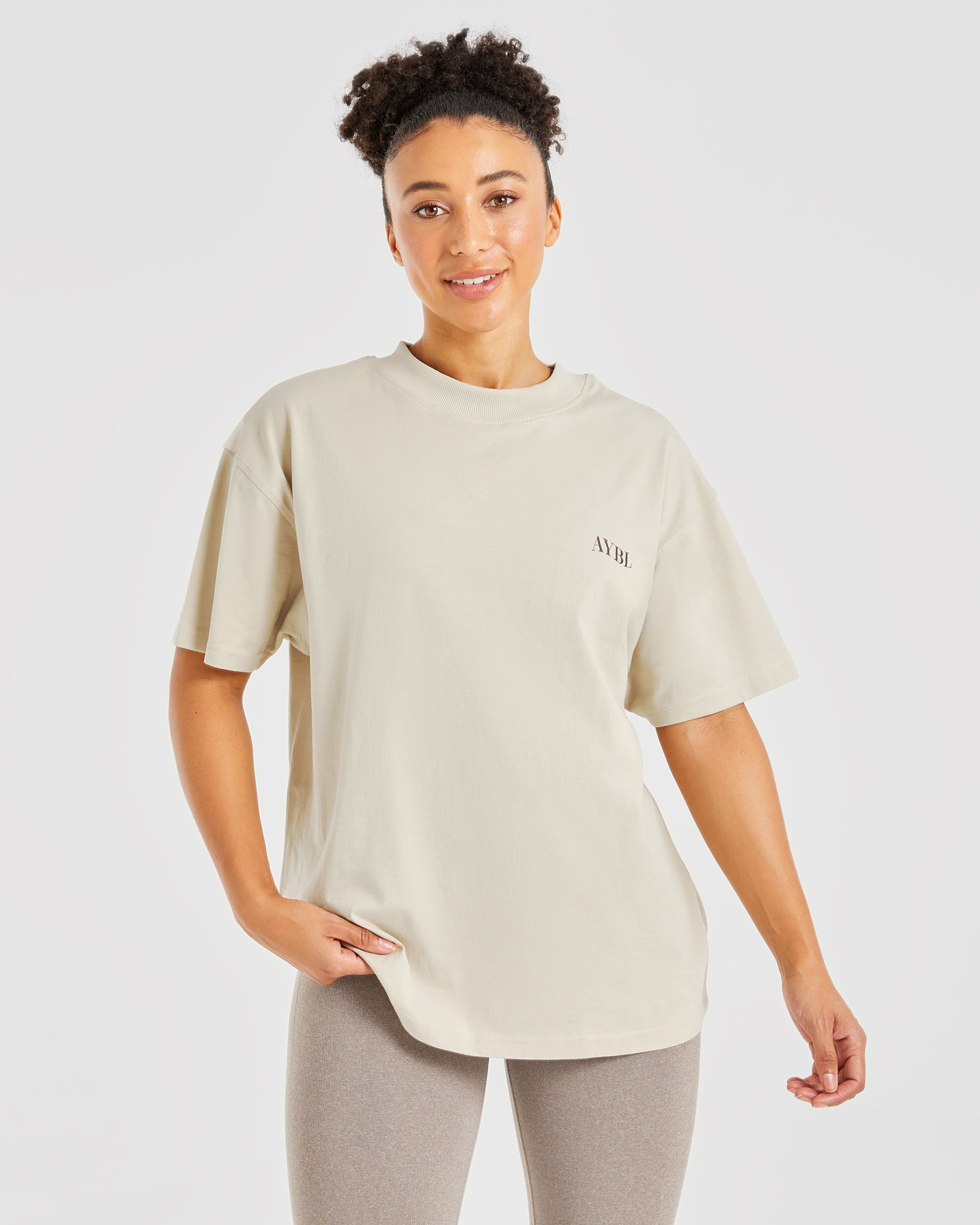 Be Good To Yourself Oversized T Shirt - Beige/Brun