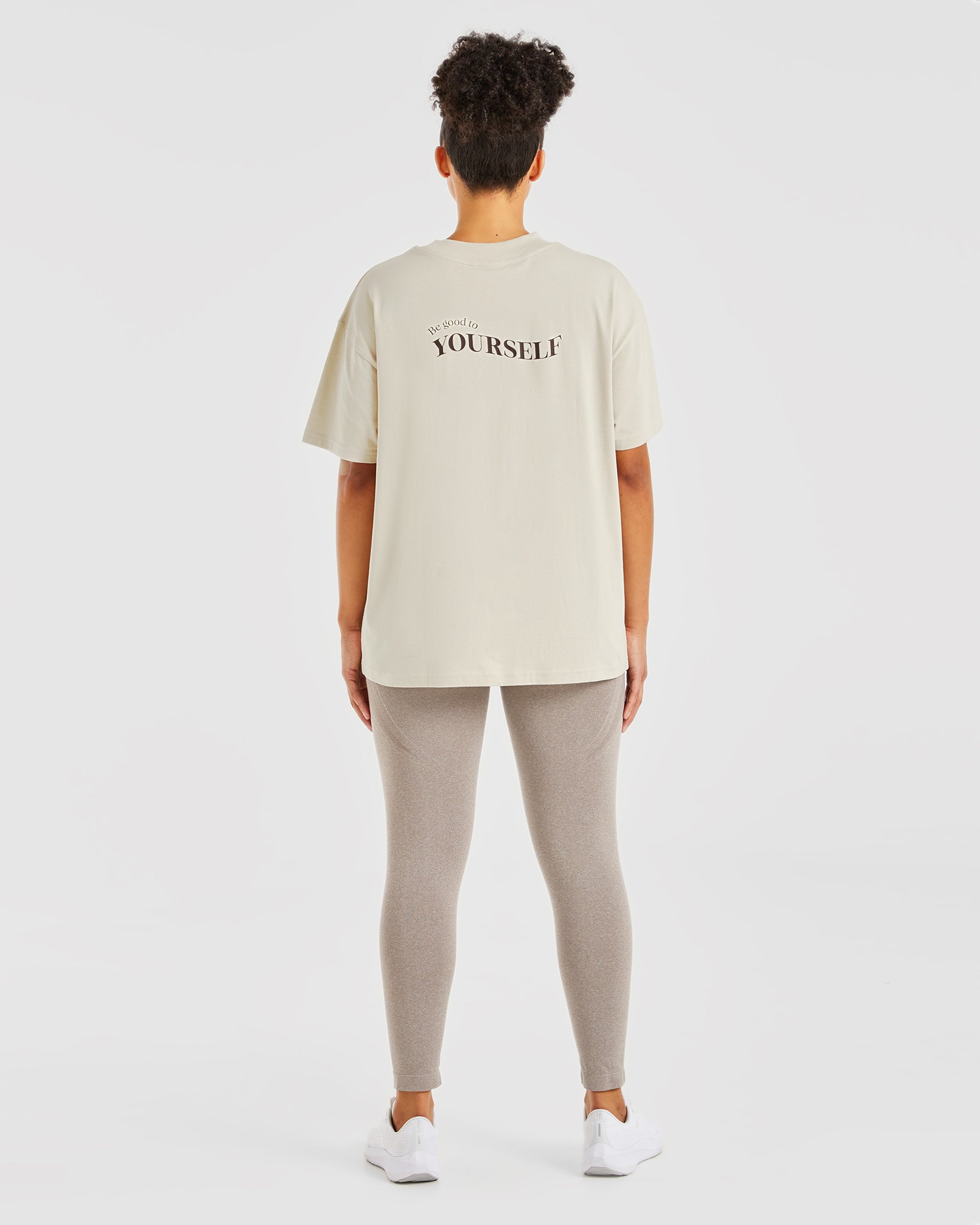 Be Good To Yourself Oversized T Shirt - Beige/Brun