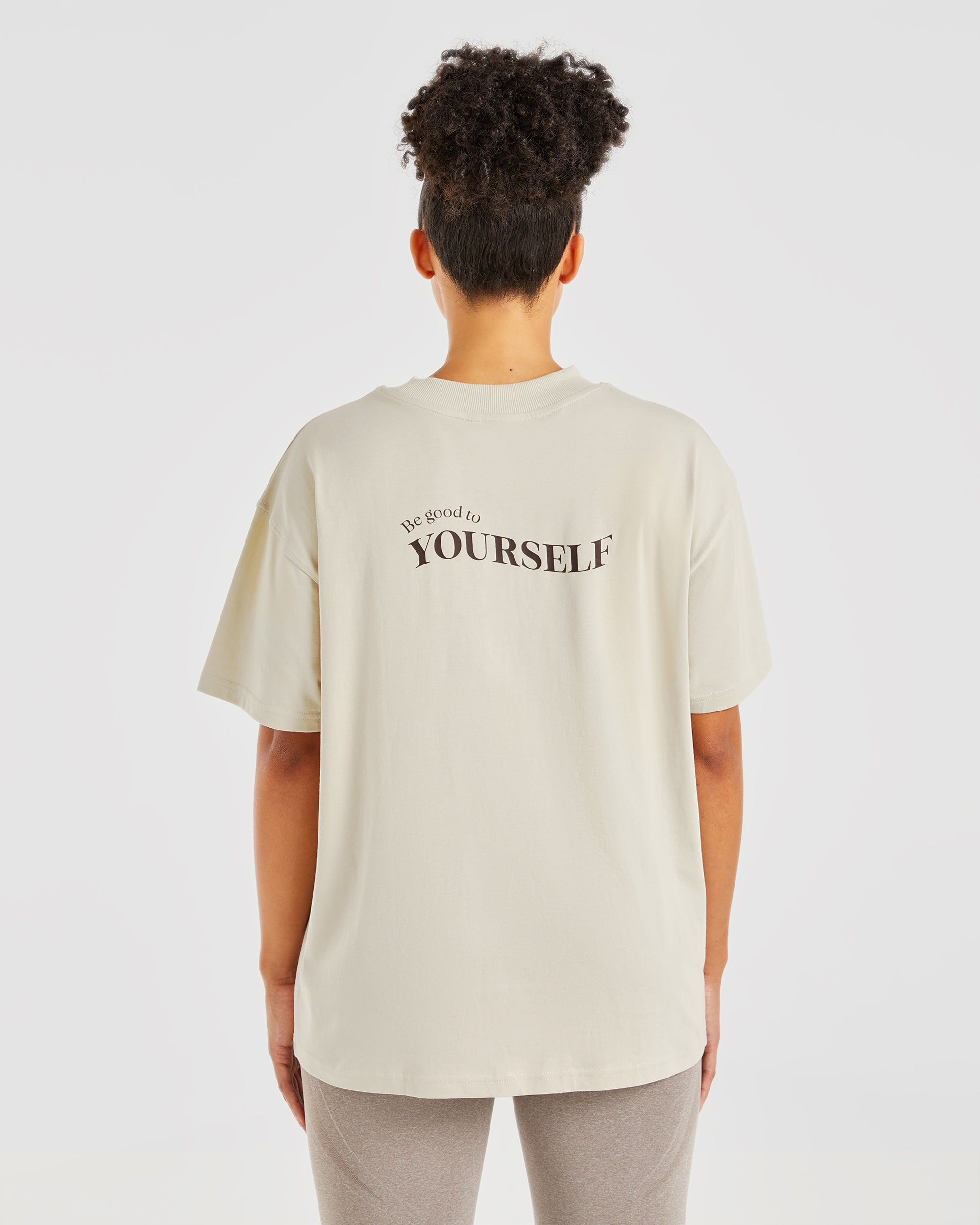 Be Good To Yourself Oversized T Shirt - Beige/Brun