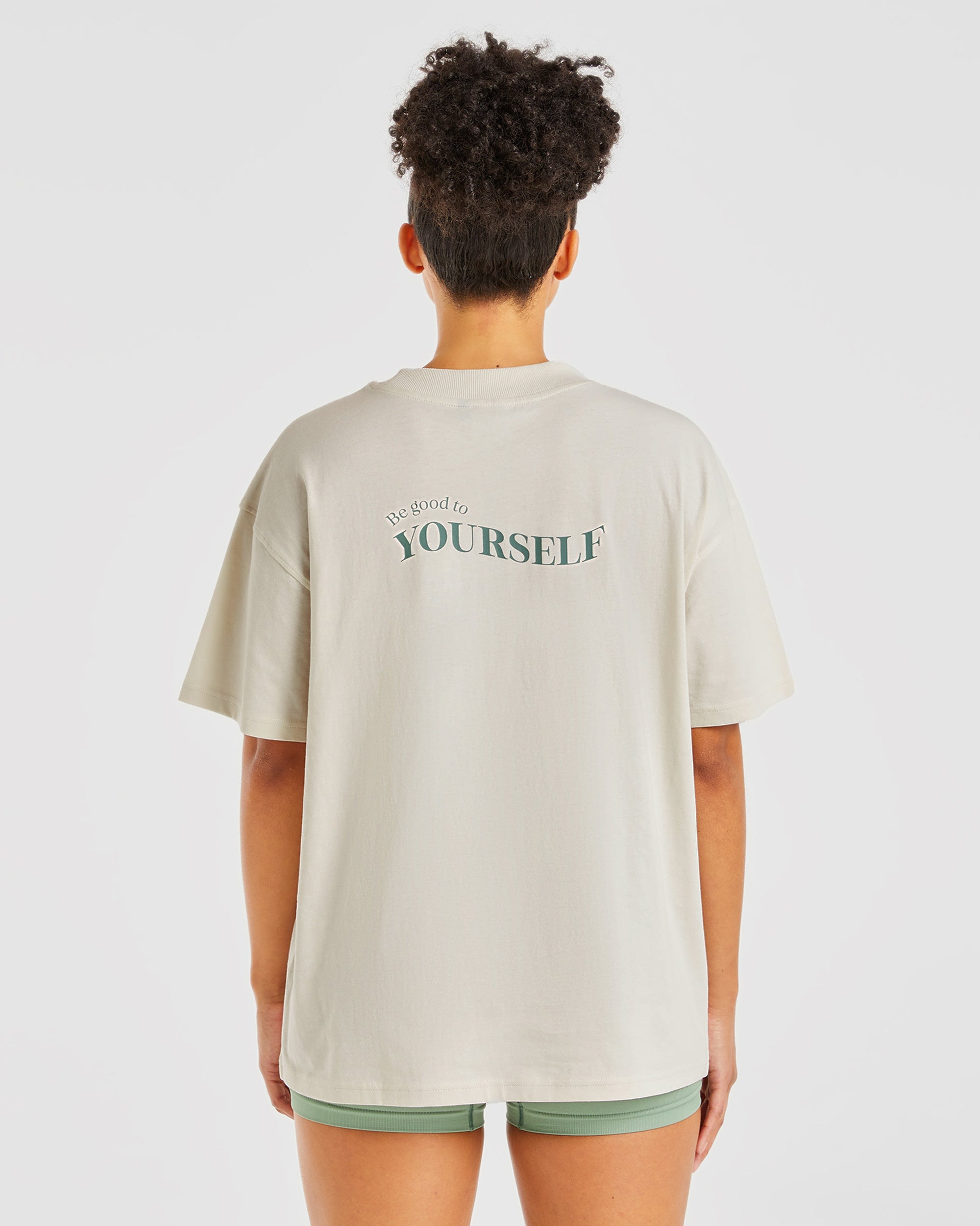 Be Good To Yourself Oversized T Shirt - Off Blanc/Vert