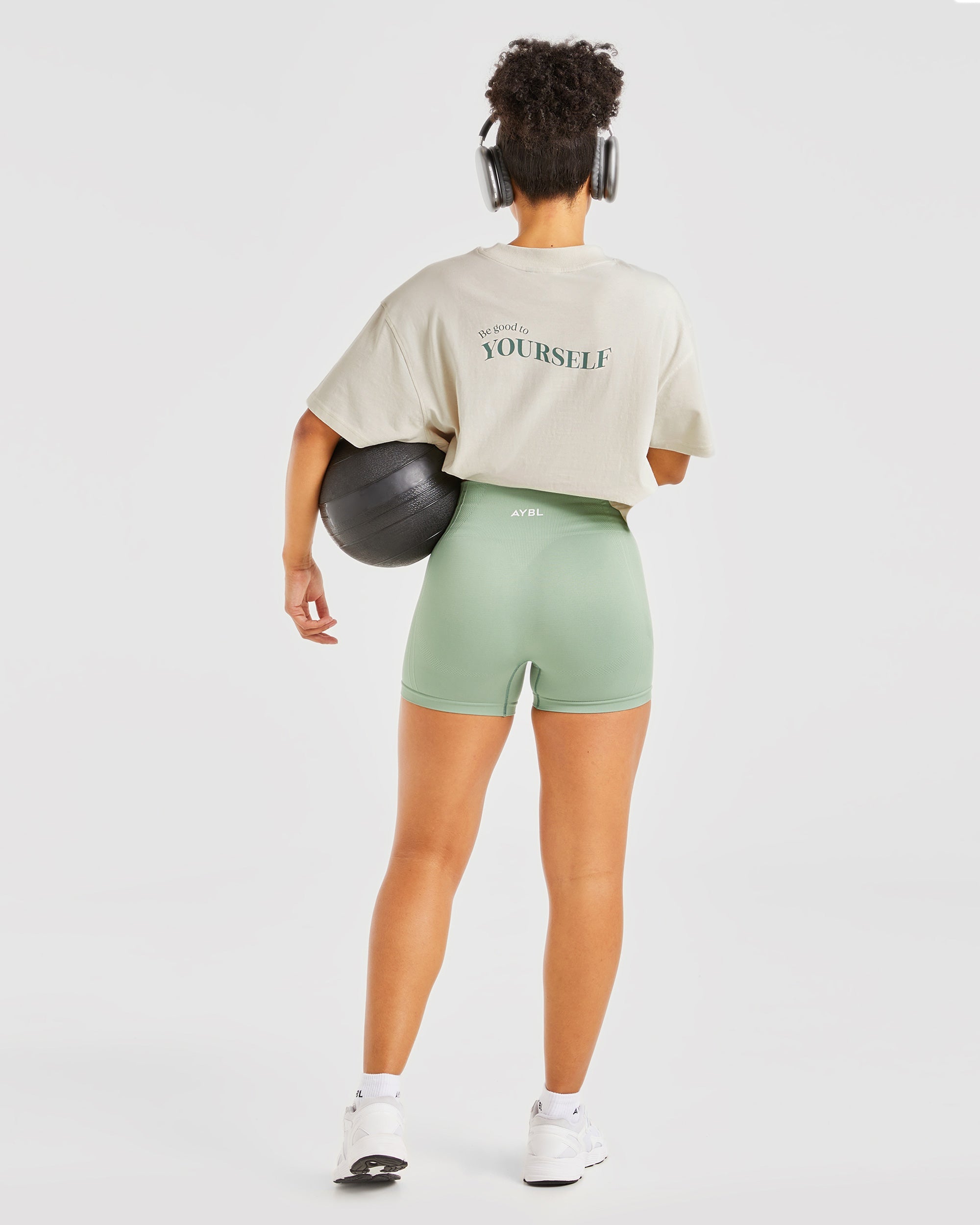 Be Good To Yourself Oversized T Shirt - Off Blanc/Vert