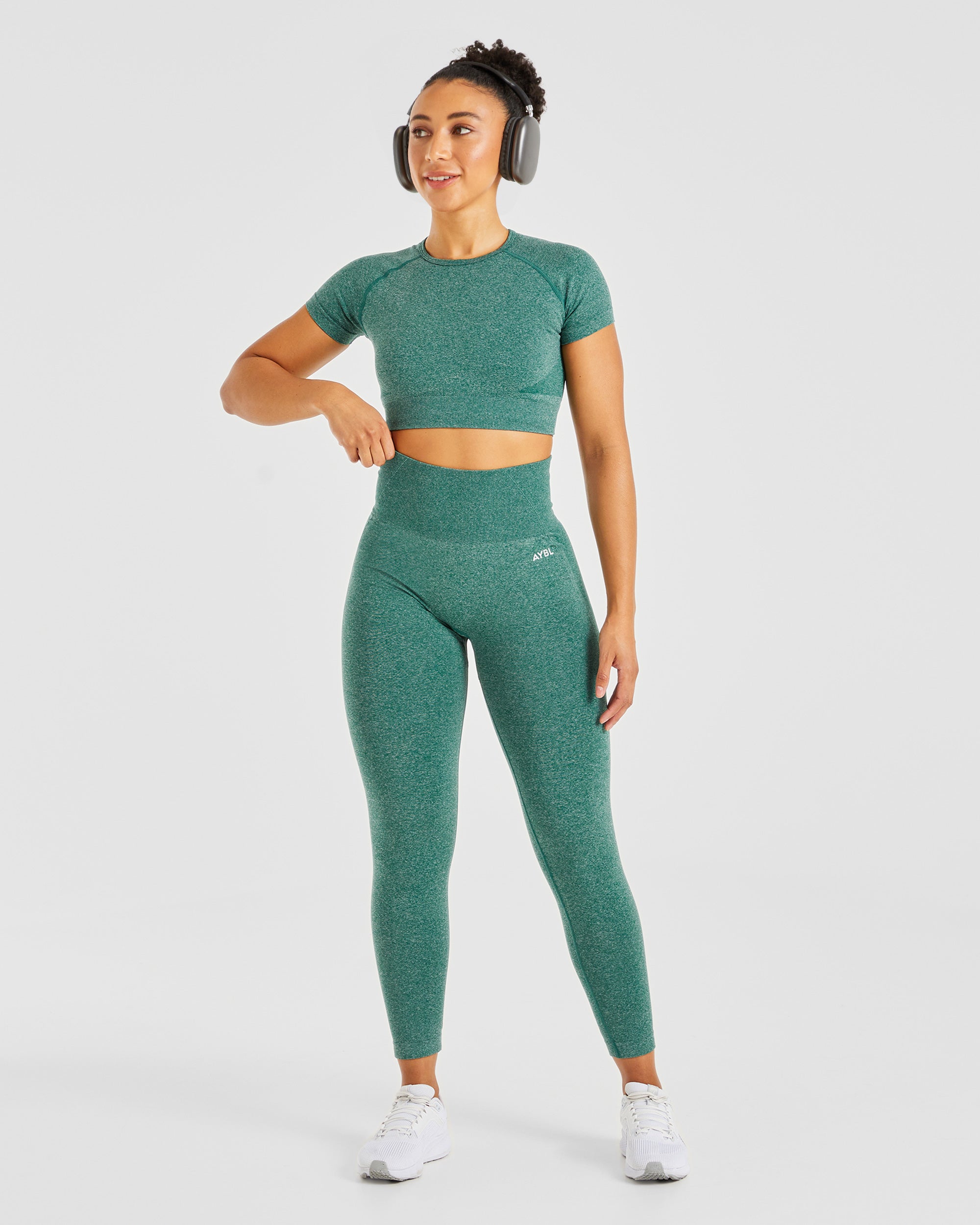 Empower Seamless Crop Top - Forest Vert Marl