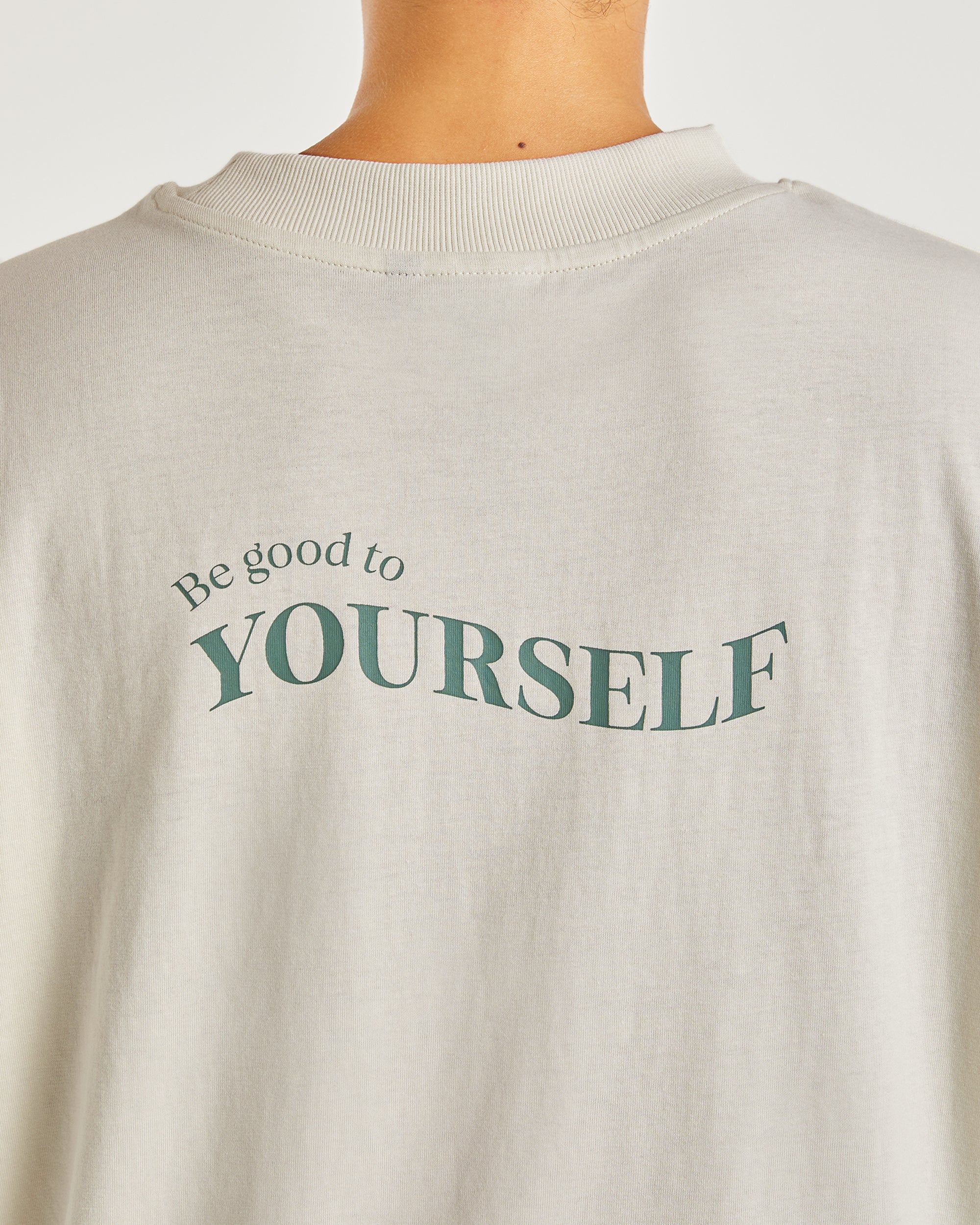 Be Good To Yourself Oversized T Shirt - Off Blanc/Vert